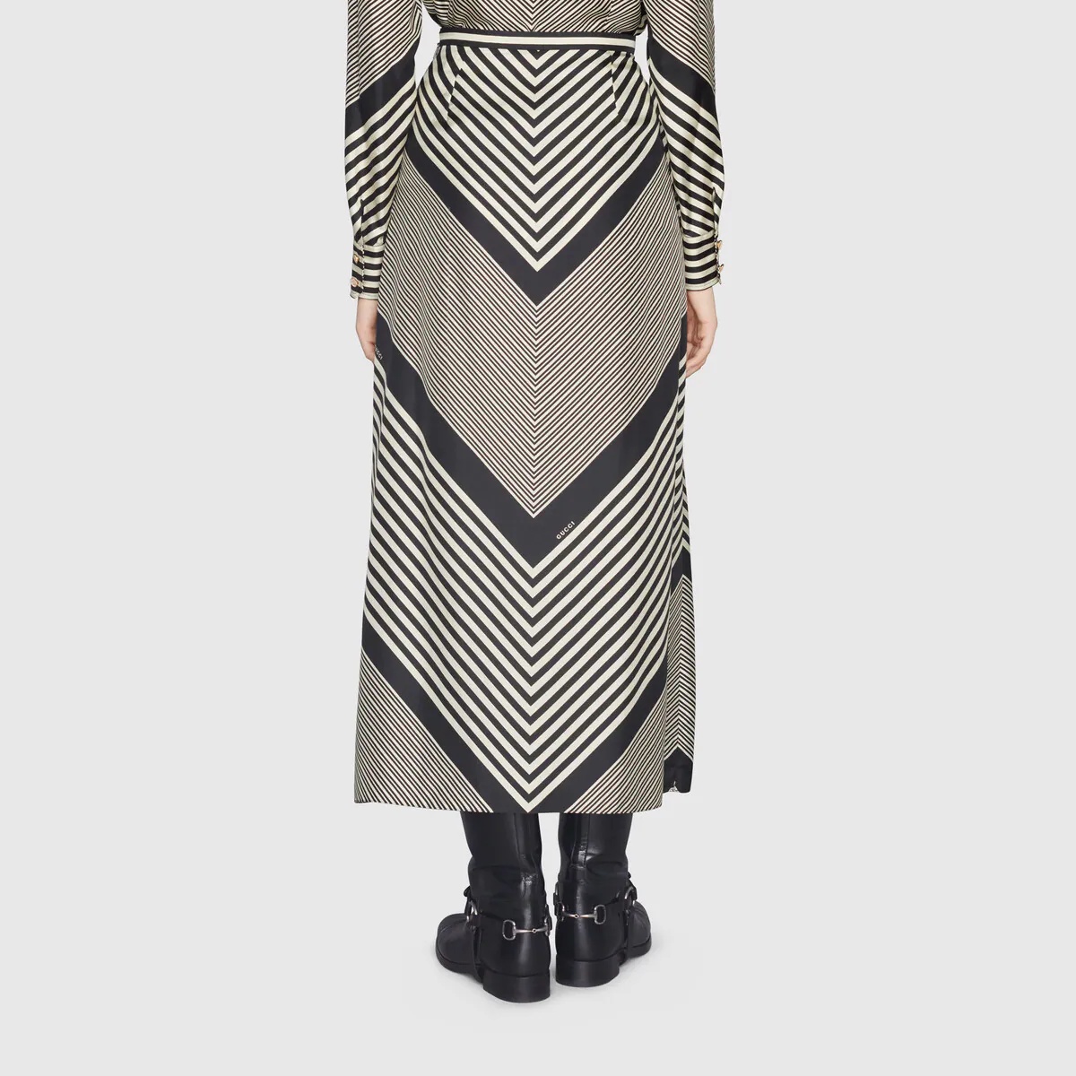 Diagonal print silk skirt - 4