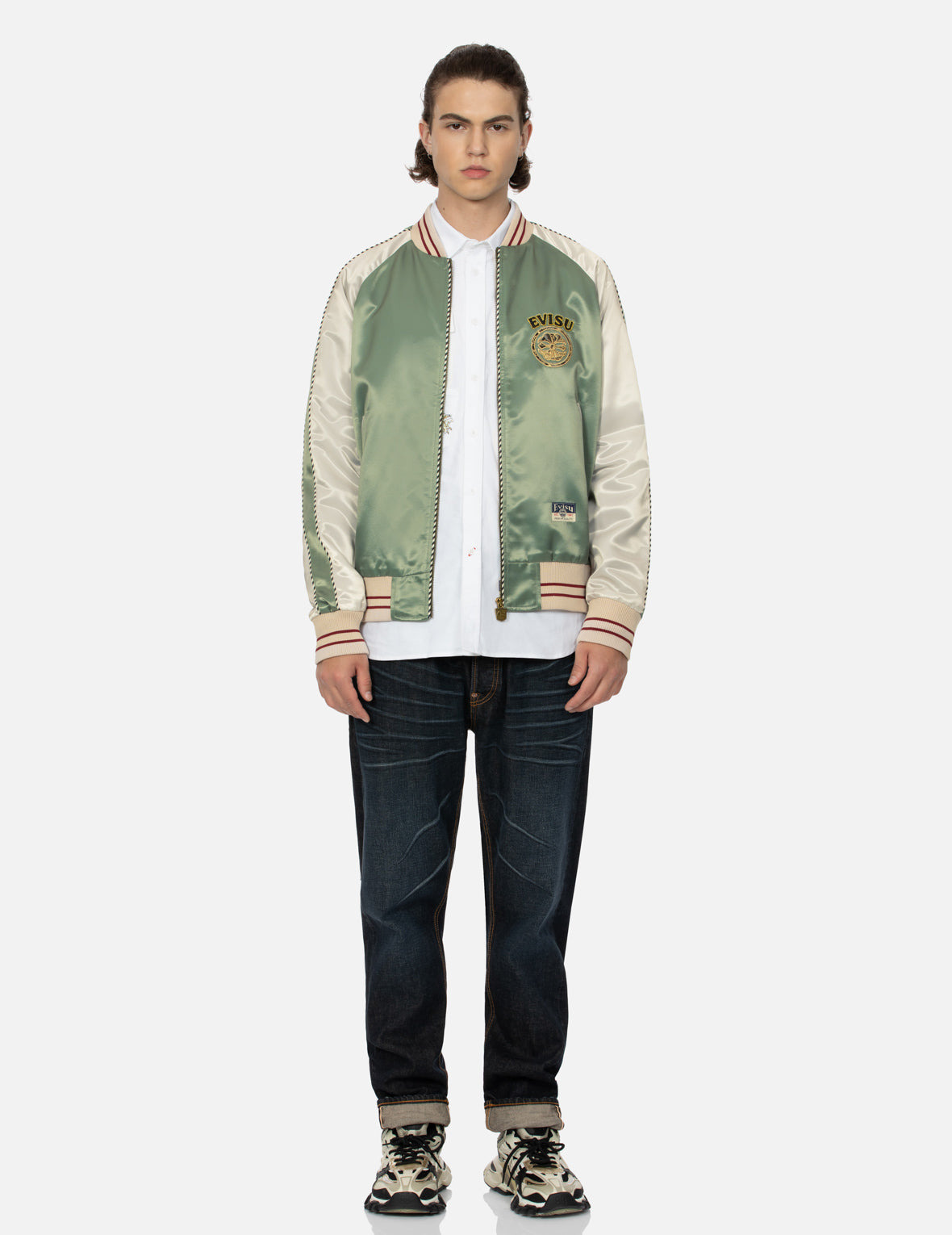 KAMON BROCADE APPLIQUÉ AND CARP EMBRODIERY RELAX FIT SOUVENIR JACKET - 6