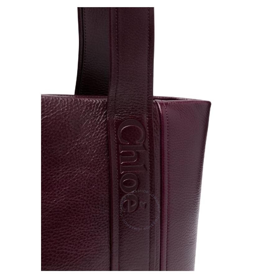 Chloe Woody Debossed Logo Leather Tote Bag - 5