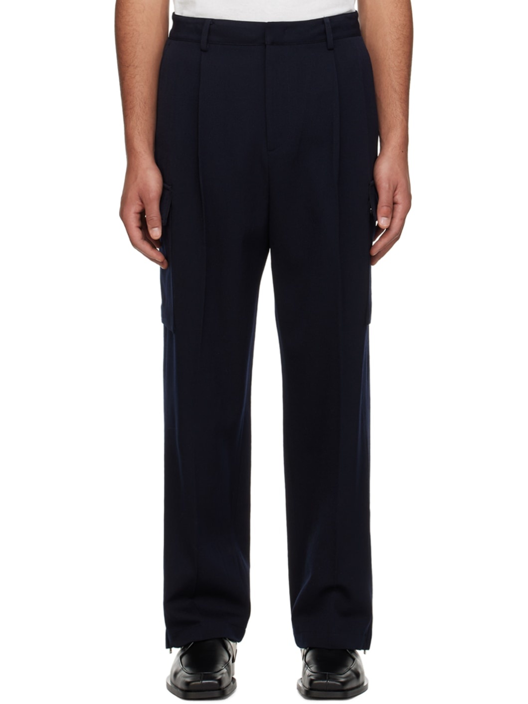 Navy Creased Cargo Pants - 1