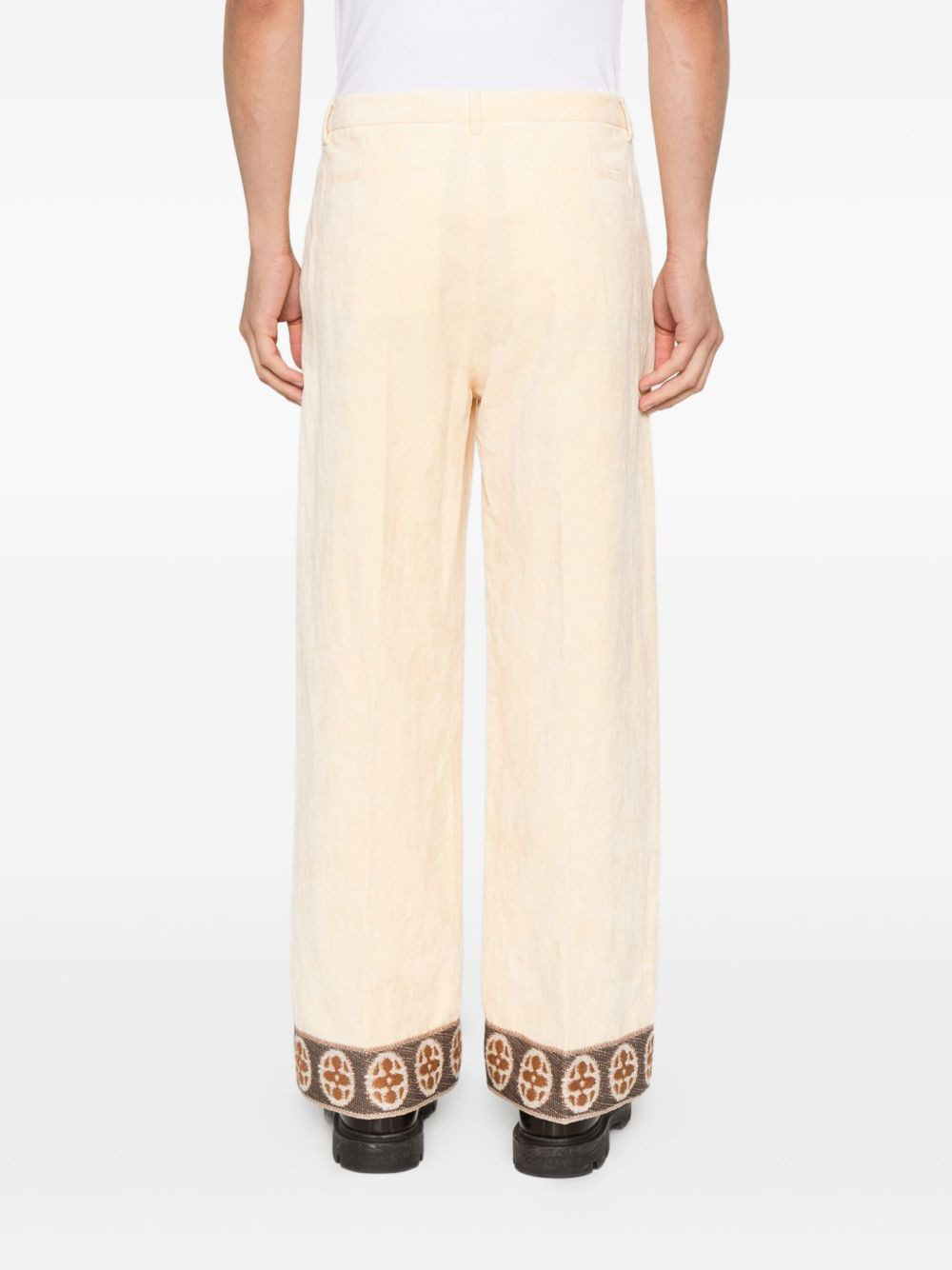 embroidered-cuff trousers - 4