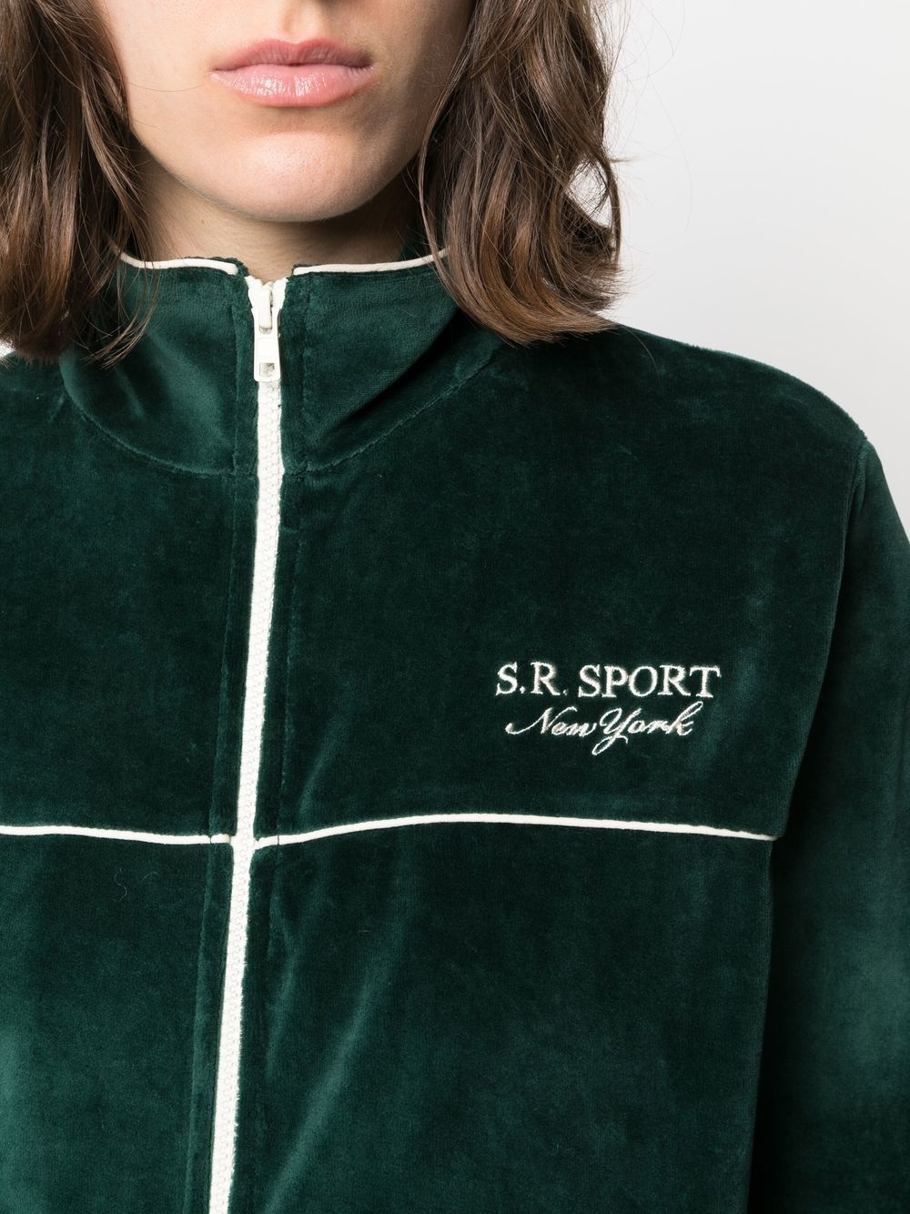 logo-print velvet track jacket - 5