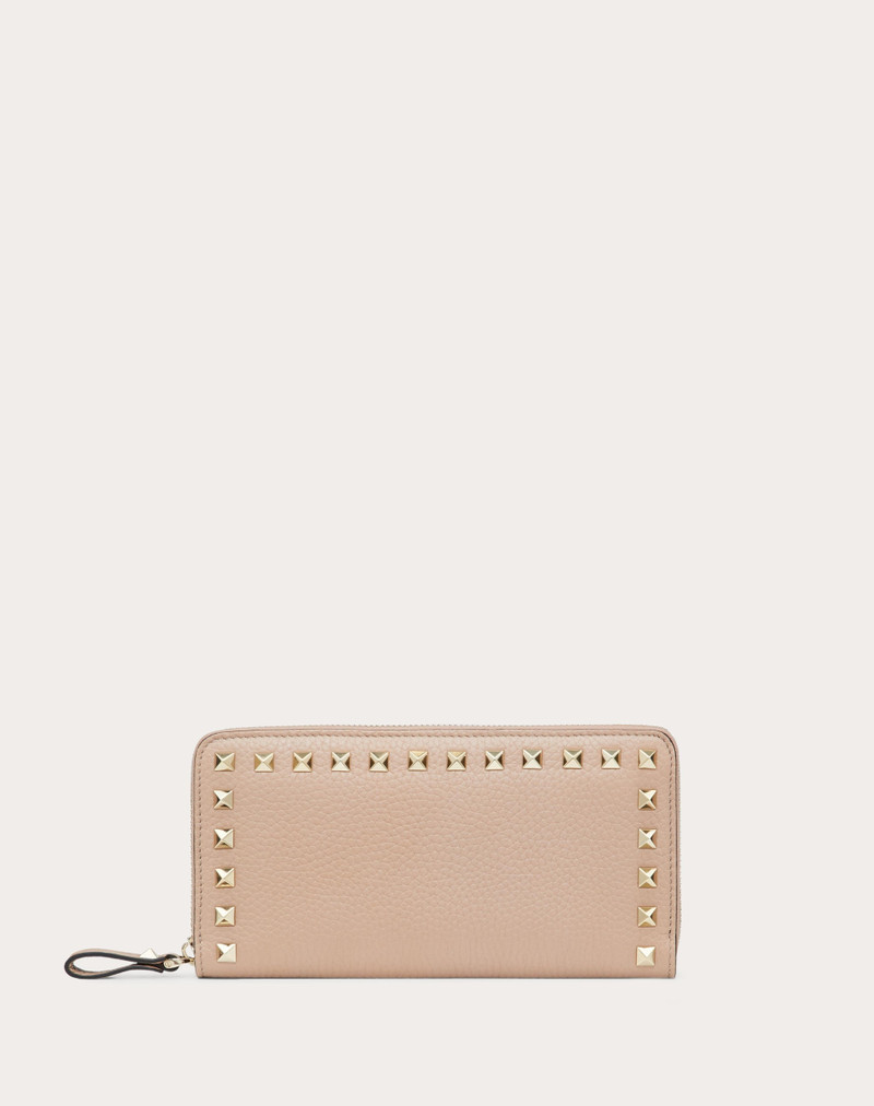 ROCKSTUD GRAINY CALFSKIN ZIPPERED WALLET - 1