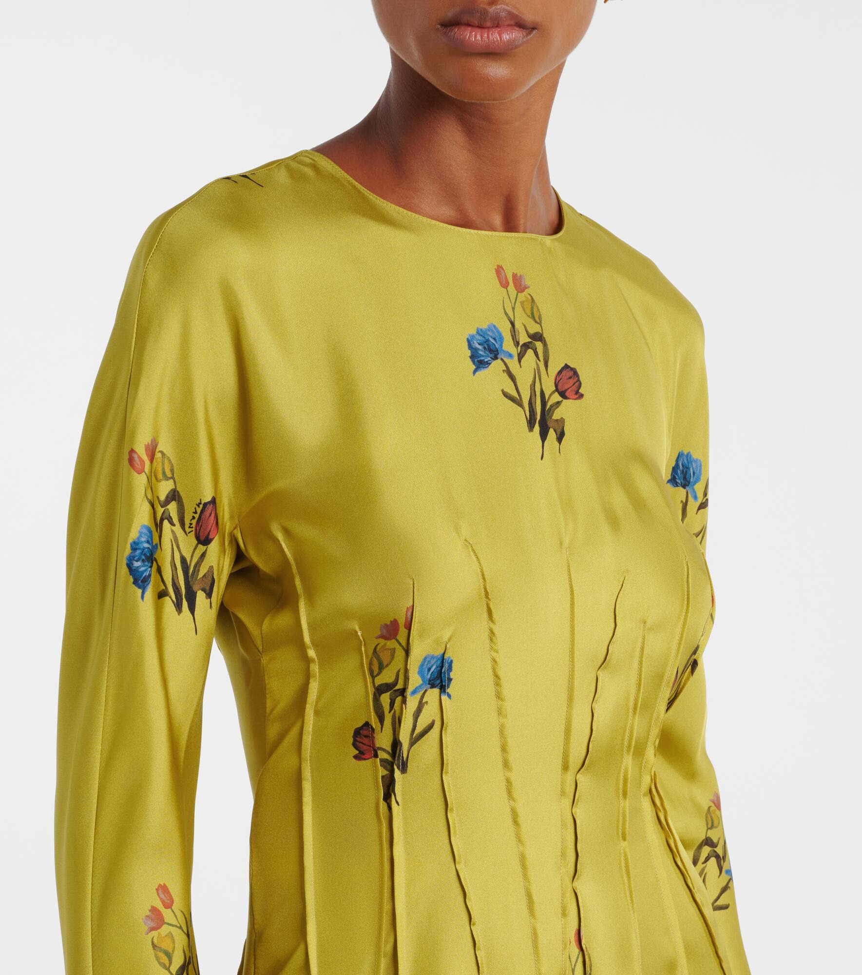 Floral silk midi dress - 4
