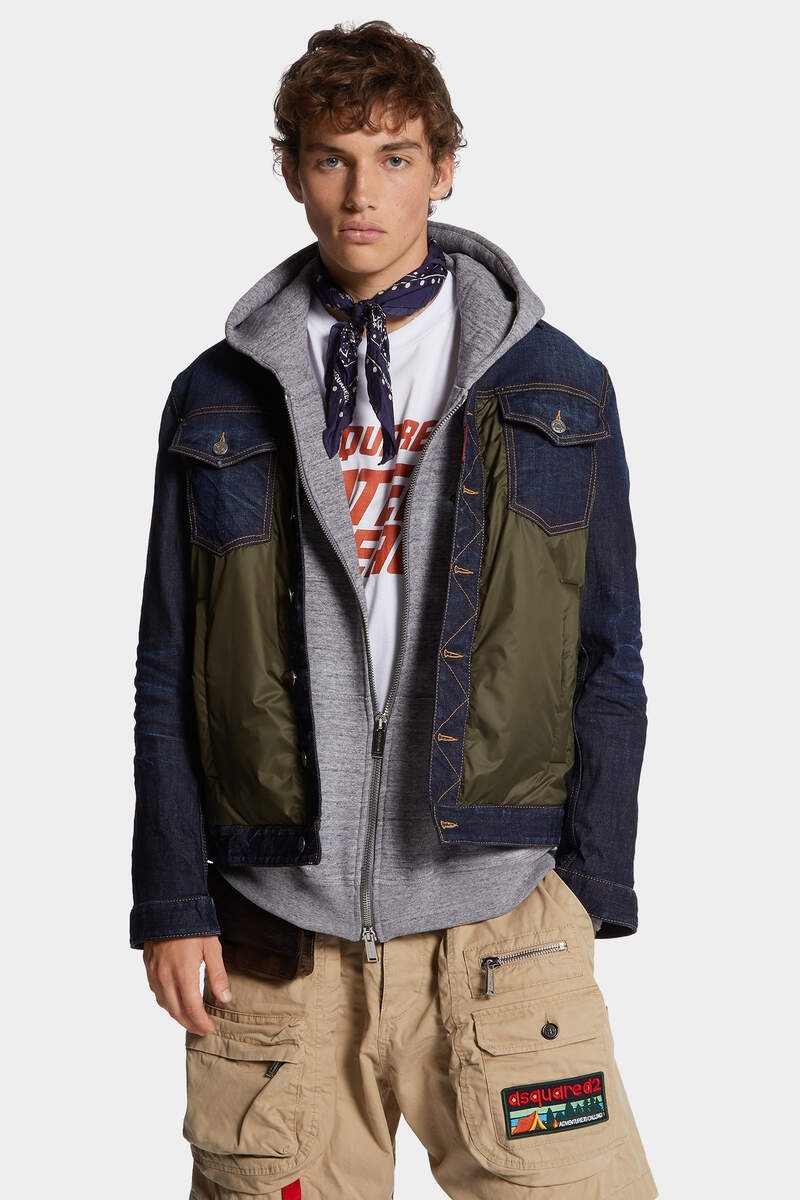 DARK URBAN WASH DENIM PUFFER JEAN JACKET - 3