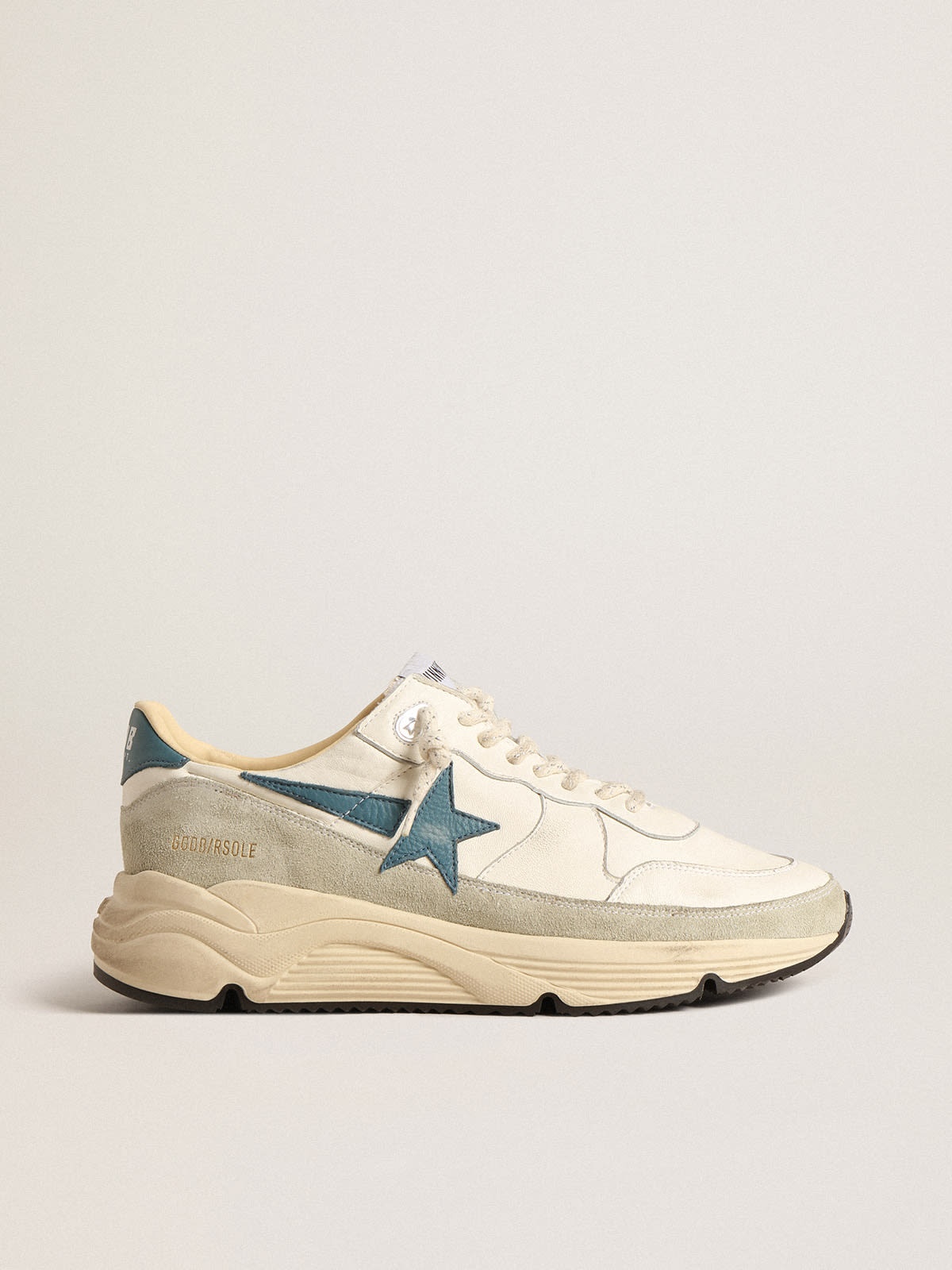 Running Sole in nappa with blue leather star and suede insert - 1