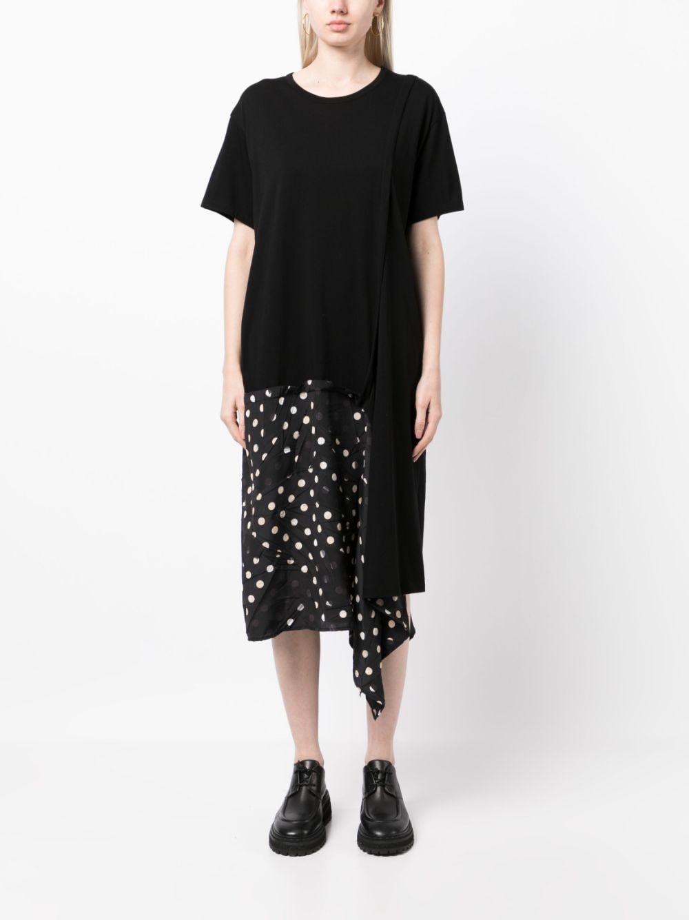 asymmetric polka-dot detailed dress - 2