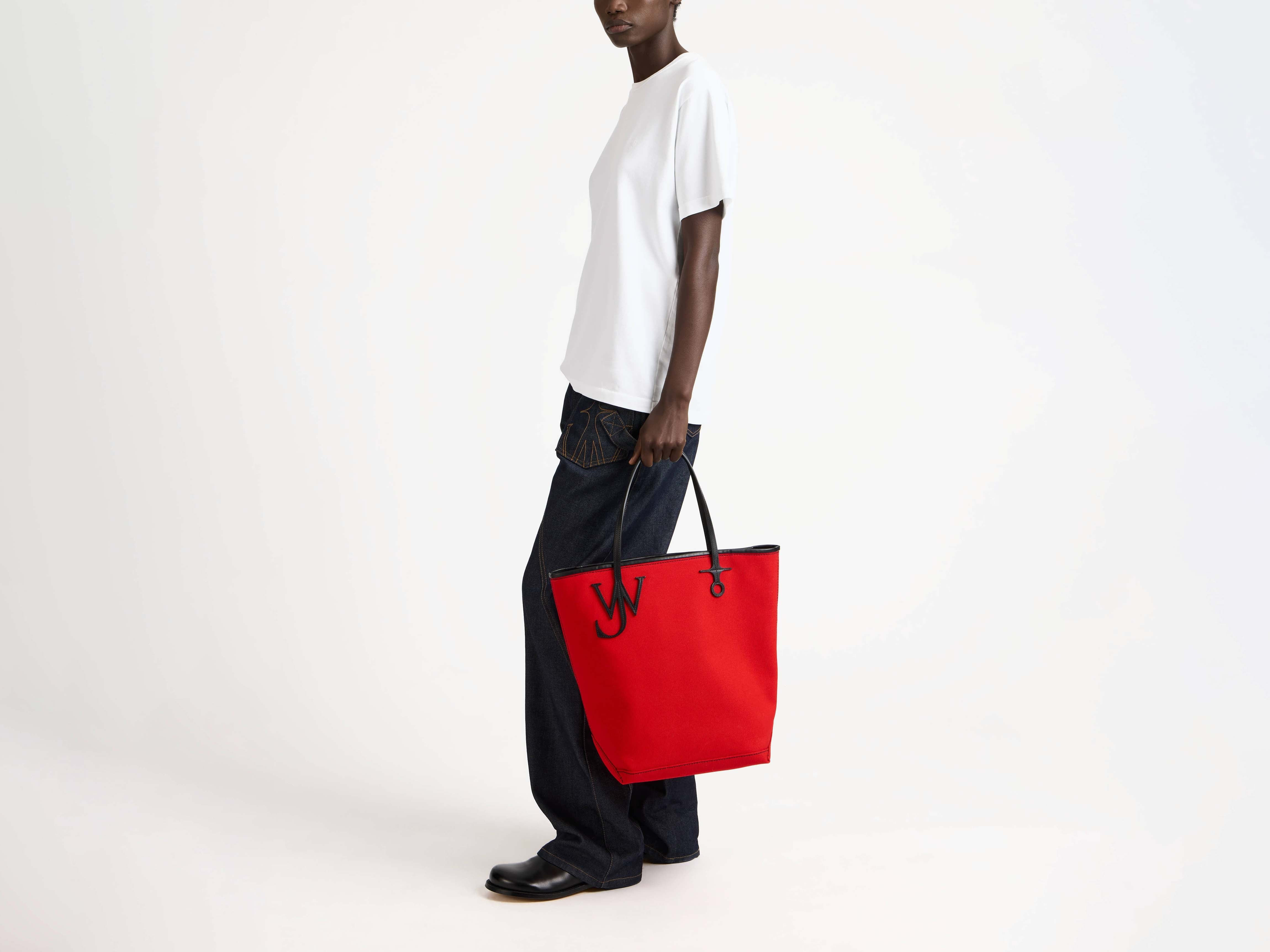 LARGE ANCHOR CANVAS TOTE IN RED - 4