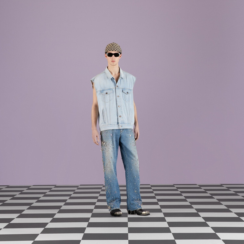 GUCCI Denim vest with Gucci patch outlook
