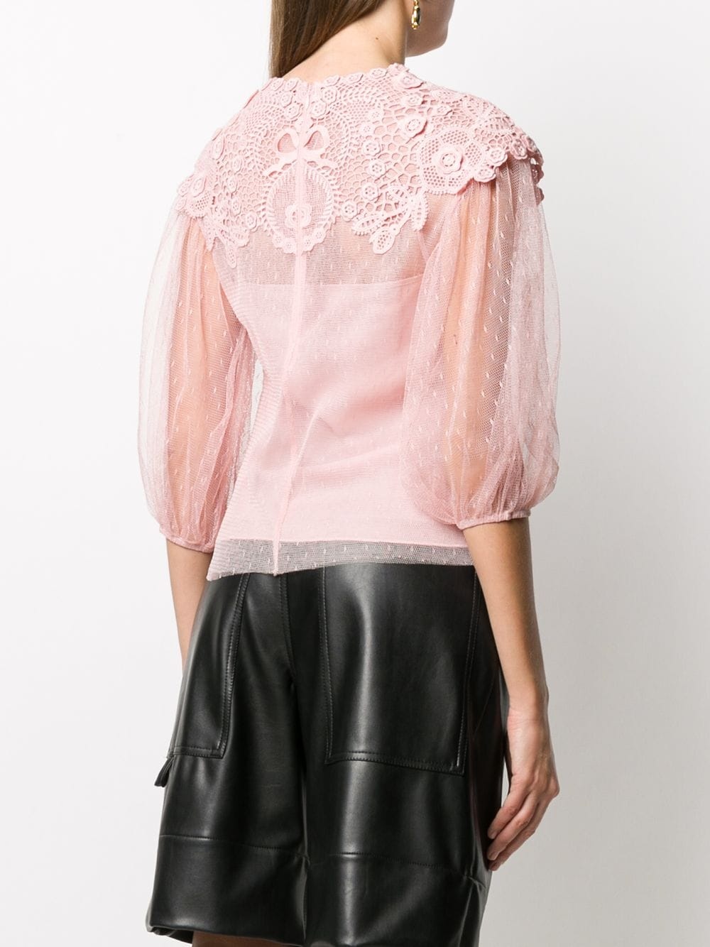 lace overlay blouse - 4