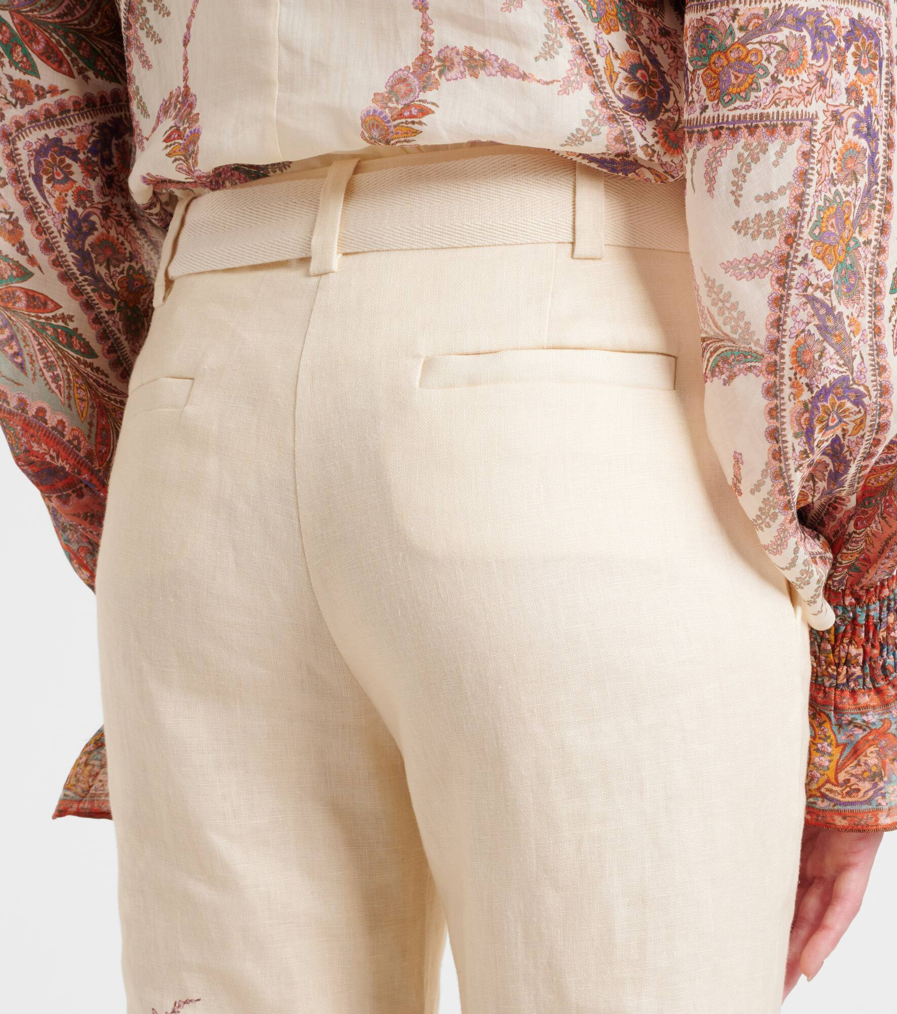 Paisley linen flared pants - 6