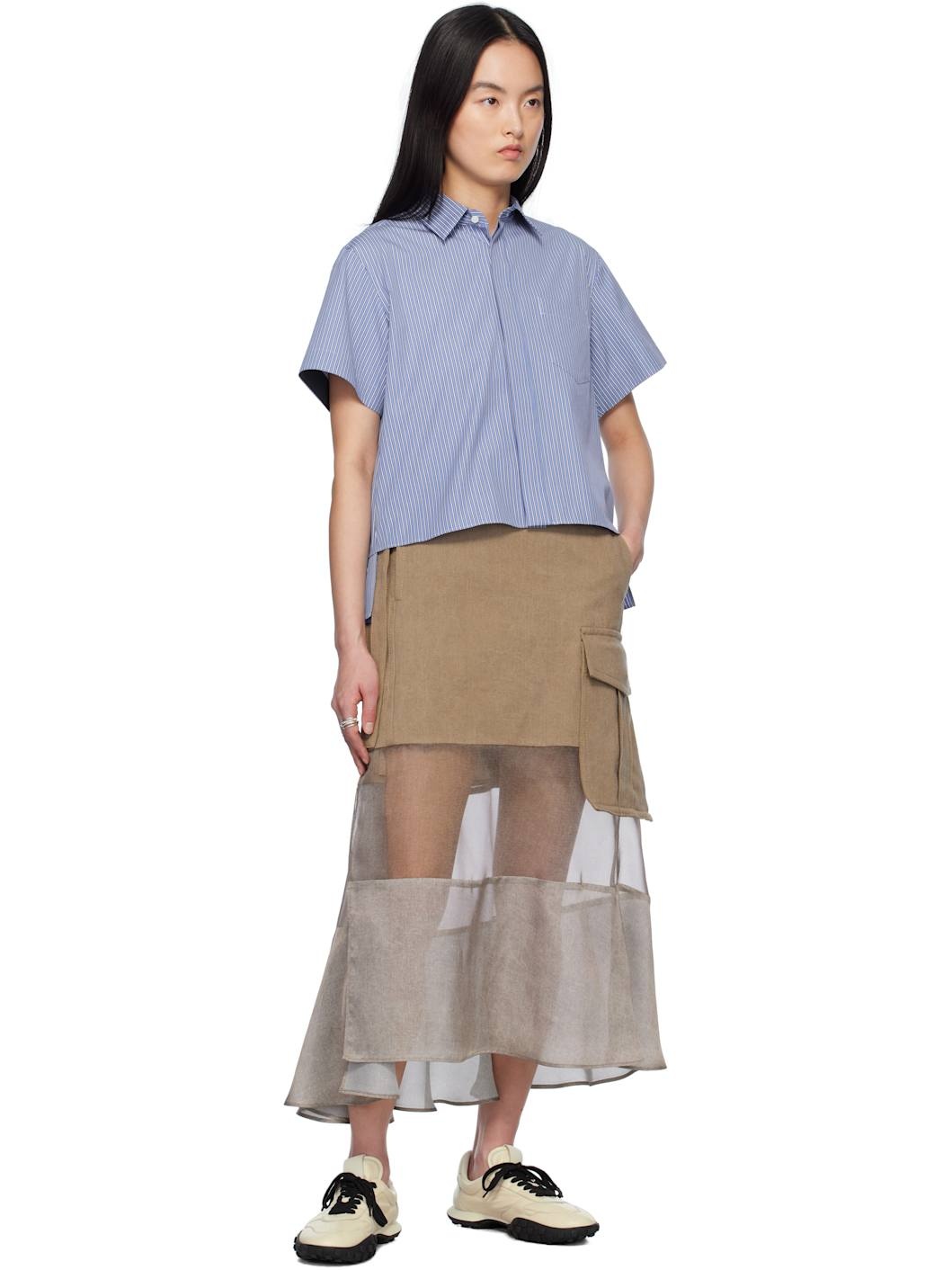 Blue Cotton Poplin Shirt - 4