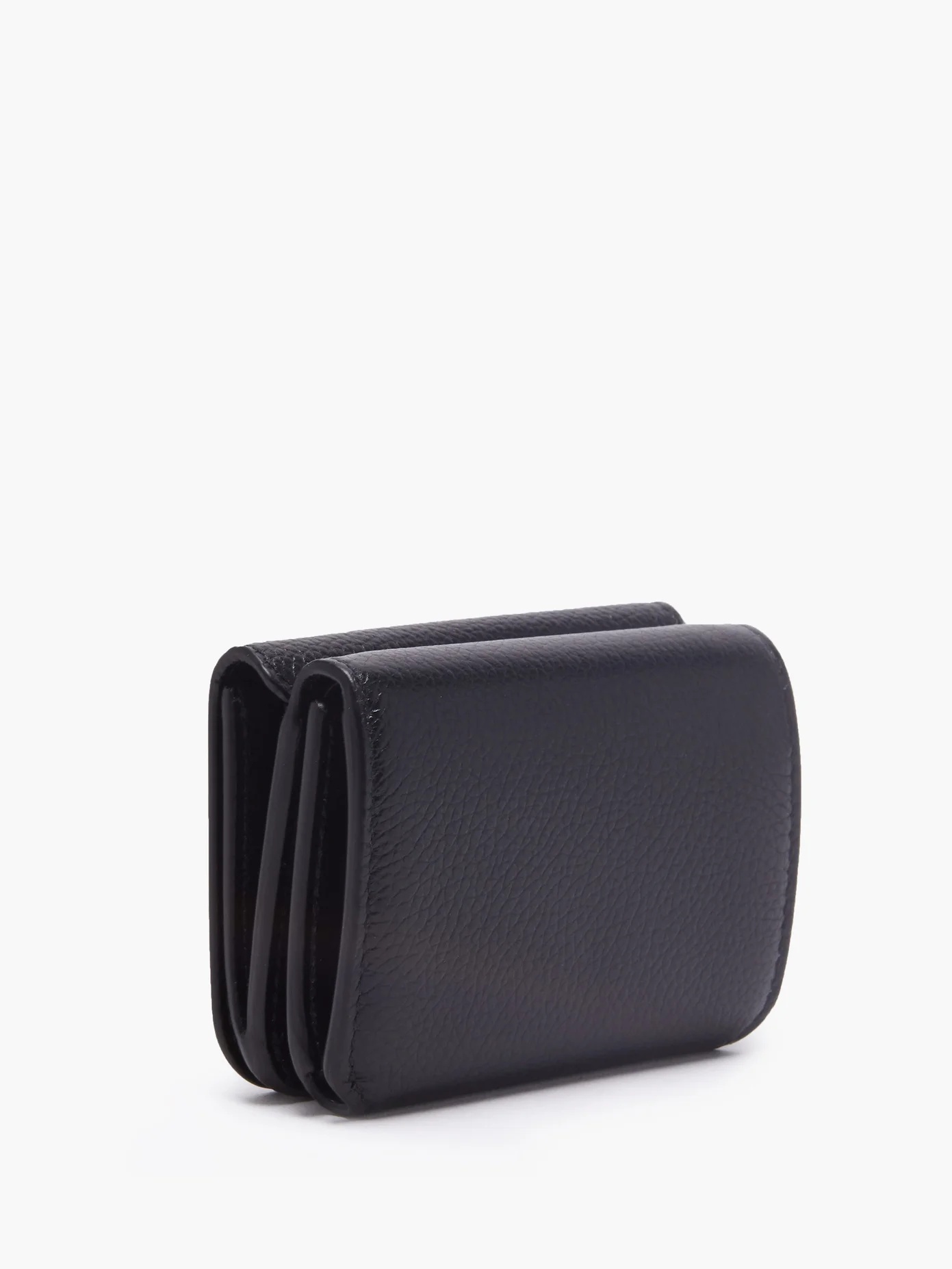 Logo-print mini grained-leather wallet - 3