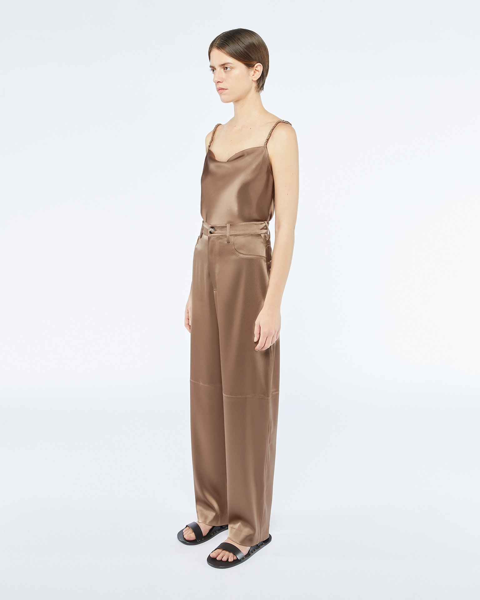 RADHA - Slip satin trousers - Sandstone - 4