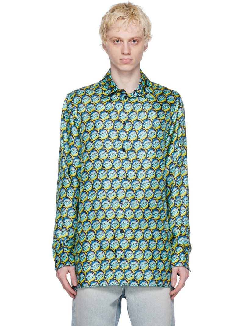 graphic-print satin-finish 셔츠 1