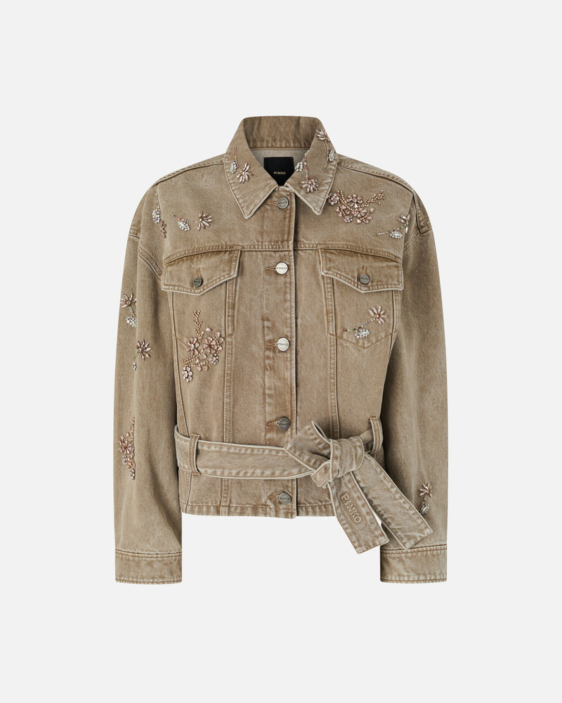BROWN DENIM JACKET WITH JEWEL EMBROIDERY 3