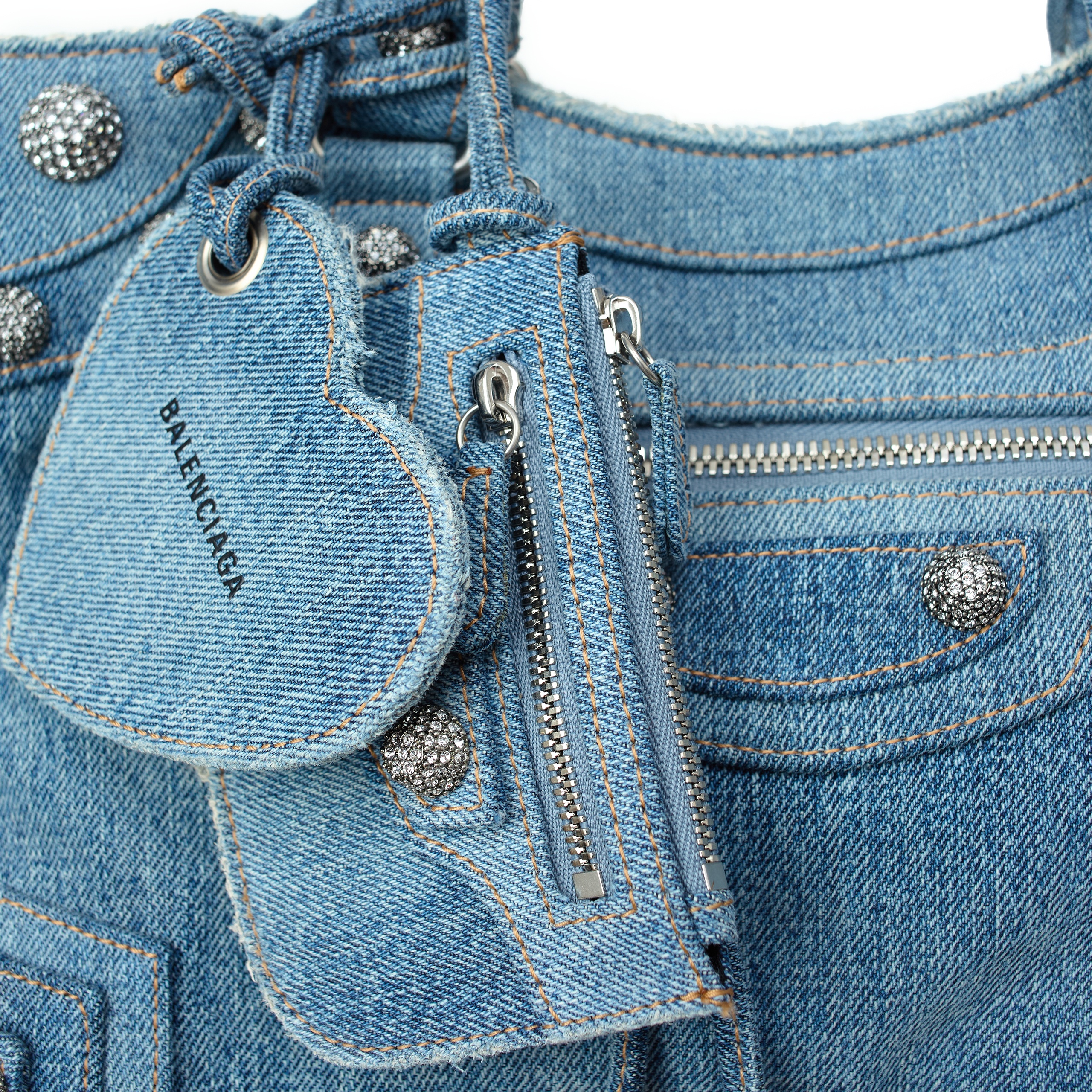 NEO CAGOLE DENIM BAG WITH RHINESTONES - 6