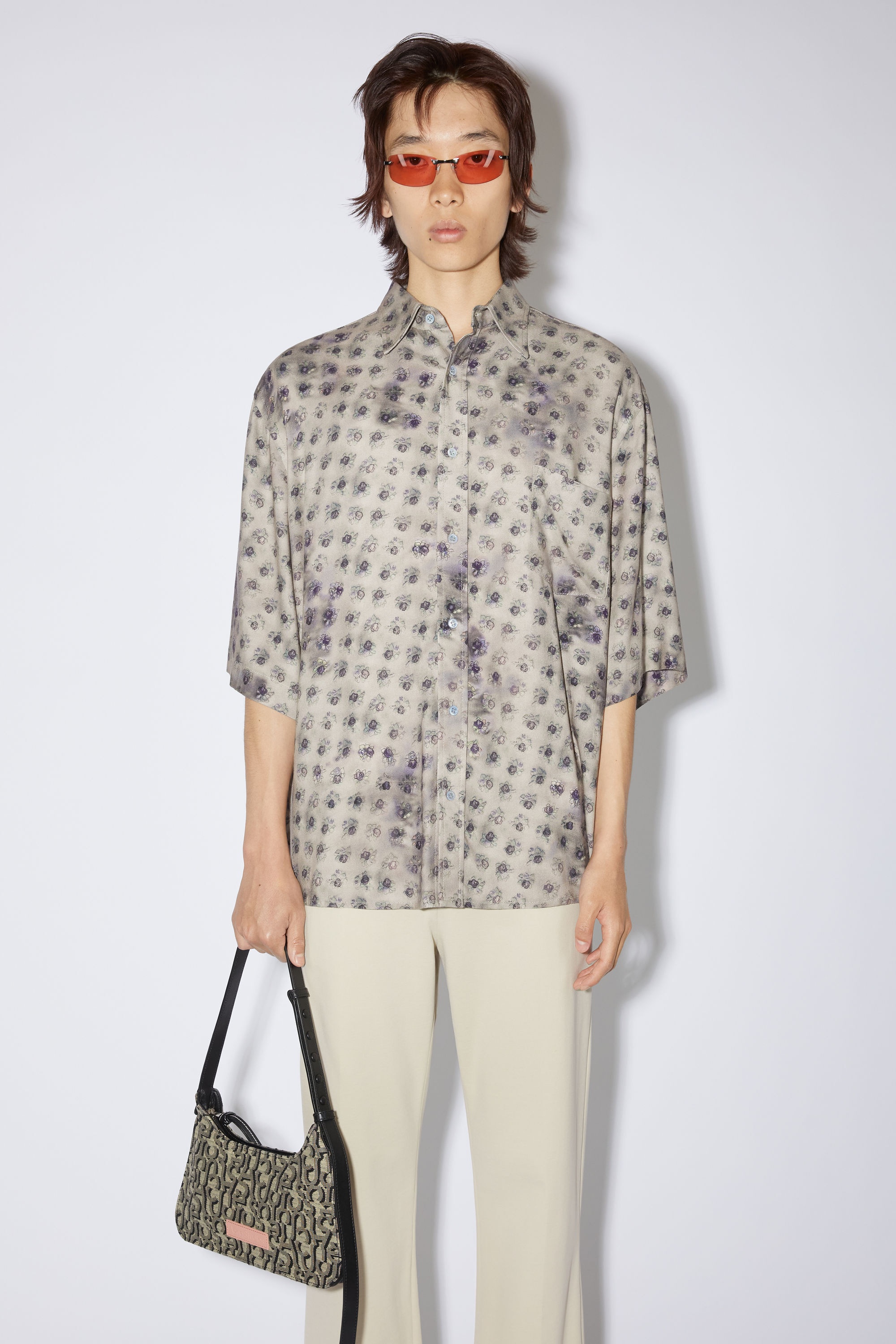 Button-up short sleeve shirt - Grey/dark blue - 2