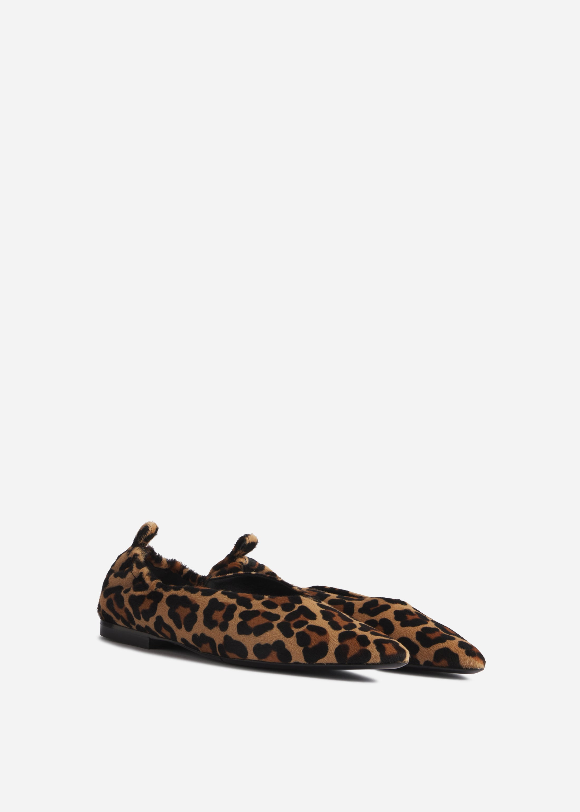 Calf Hair Ruched Back Pointed Flat - 2