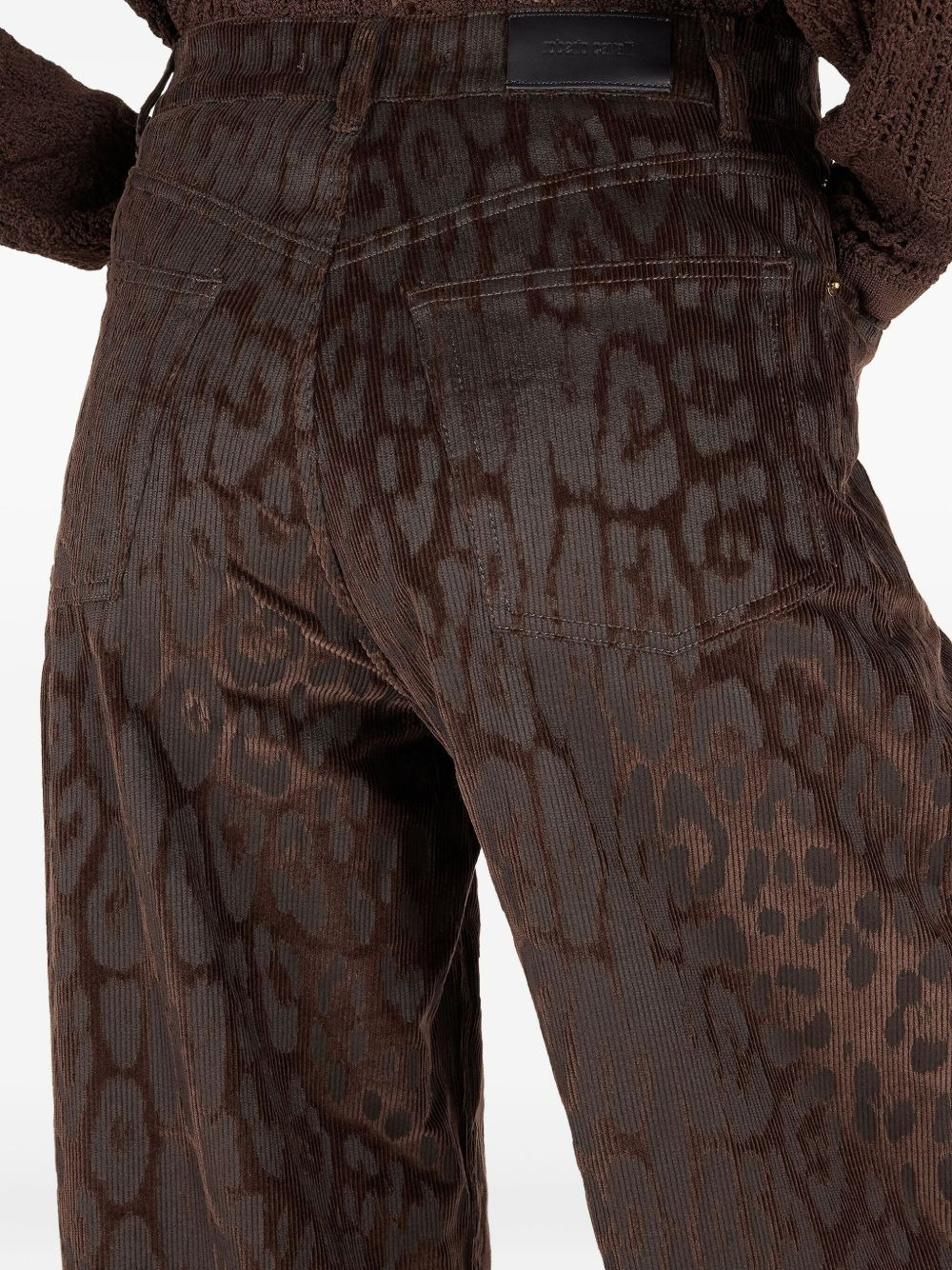 jaguear-print corduroy trousers - 5