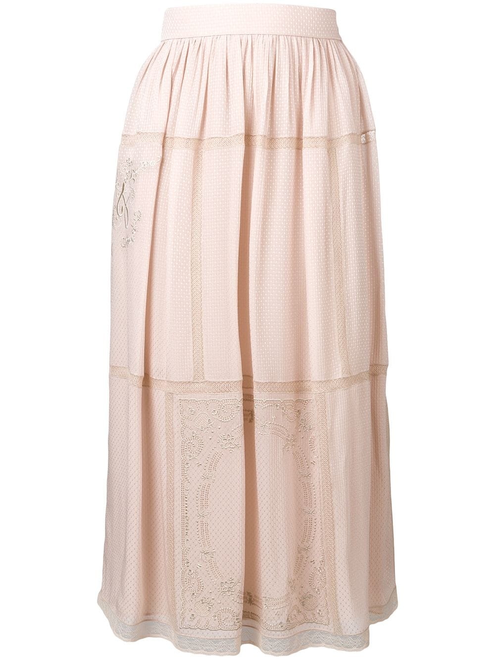 embroidered flared midi skirt - 1