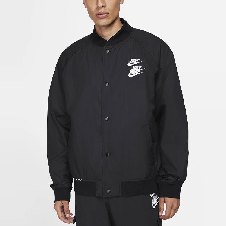 Nike Alphabet Logo Printing Woven Casual Jacket Black DA0648-010 - 4