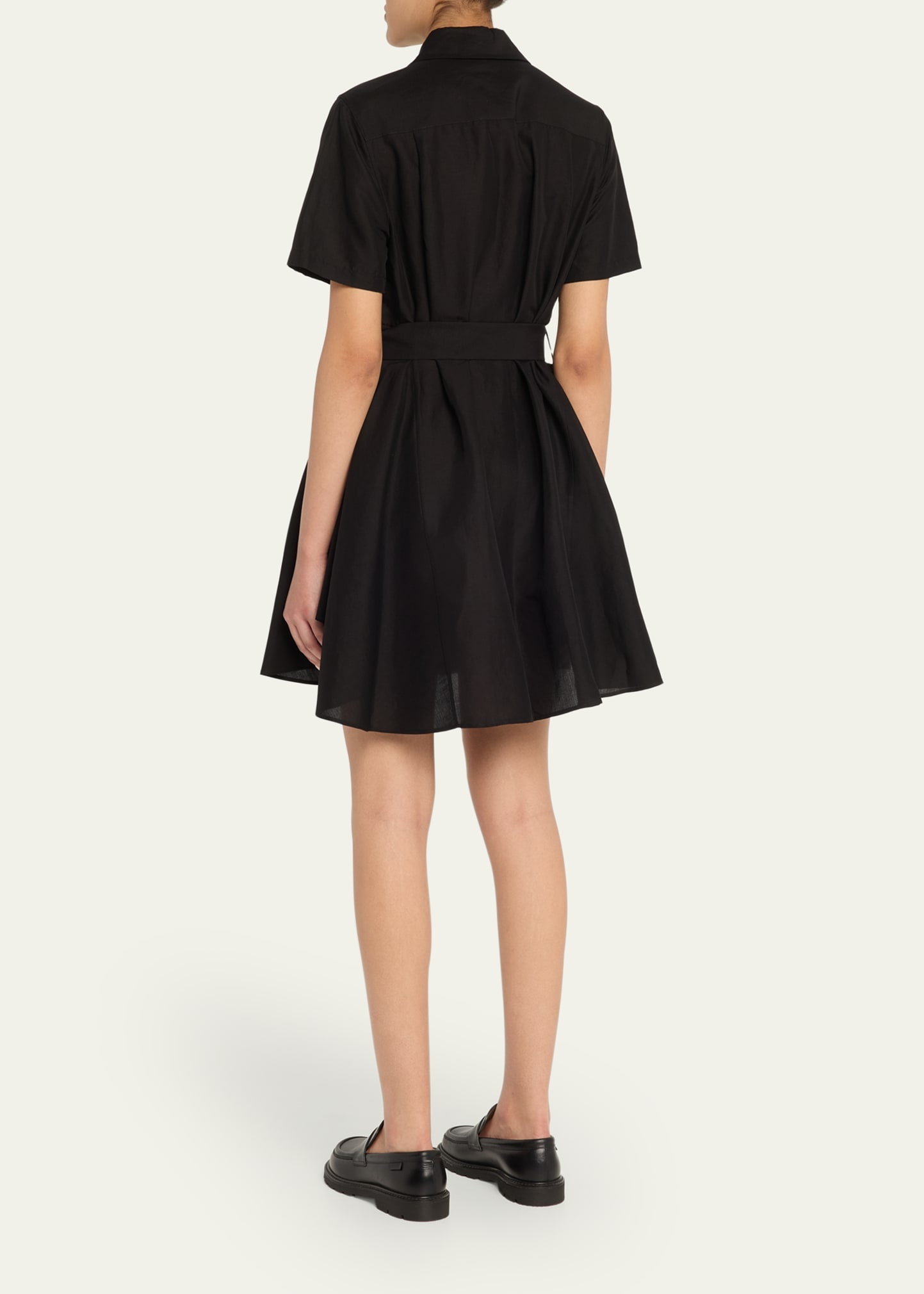 Anagram Pocket Short-Sleeve Belted Mini Shirtdress - 3