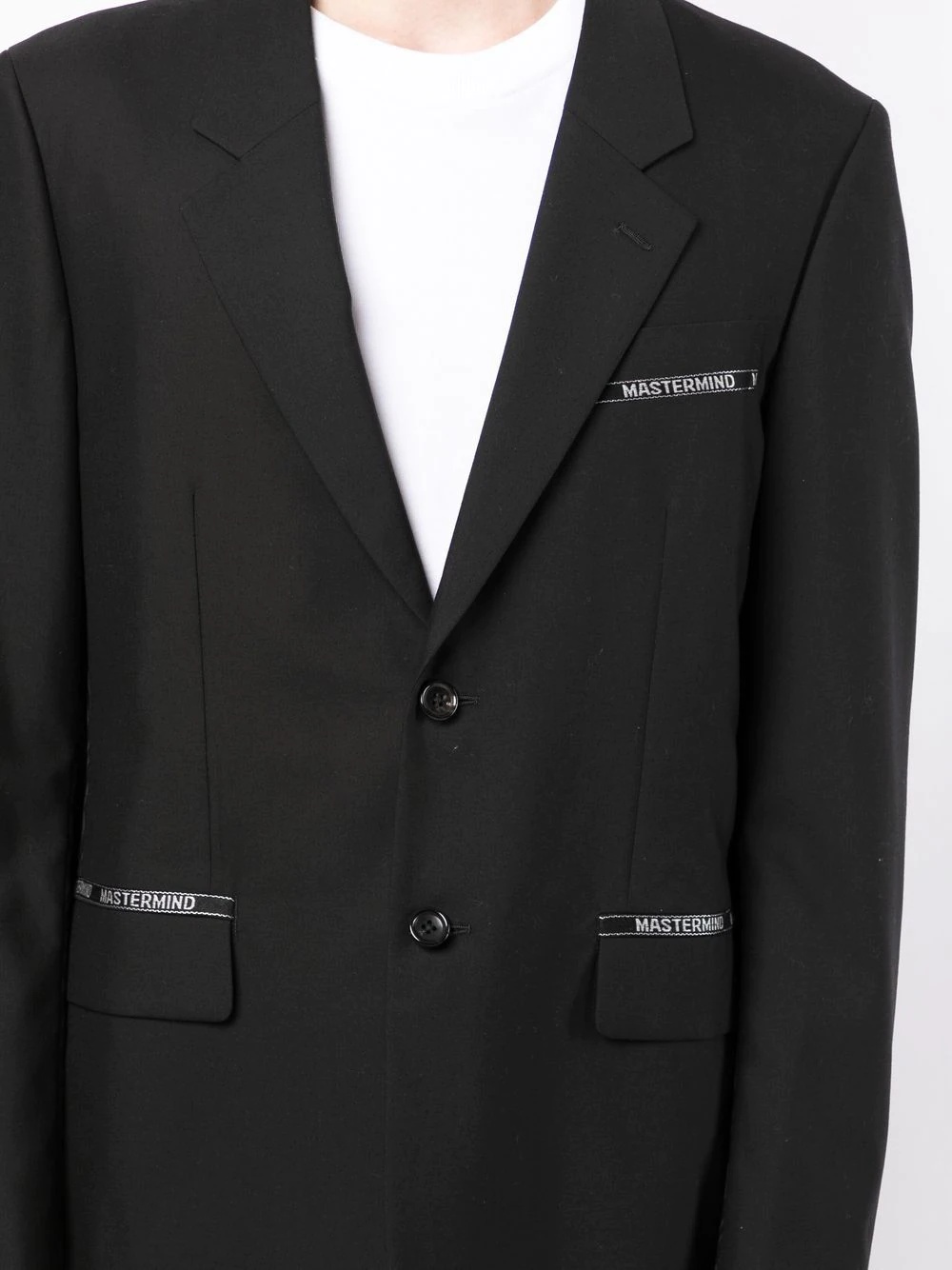 logo-patch single-breasted blazer - 5