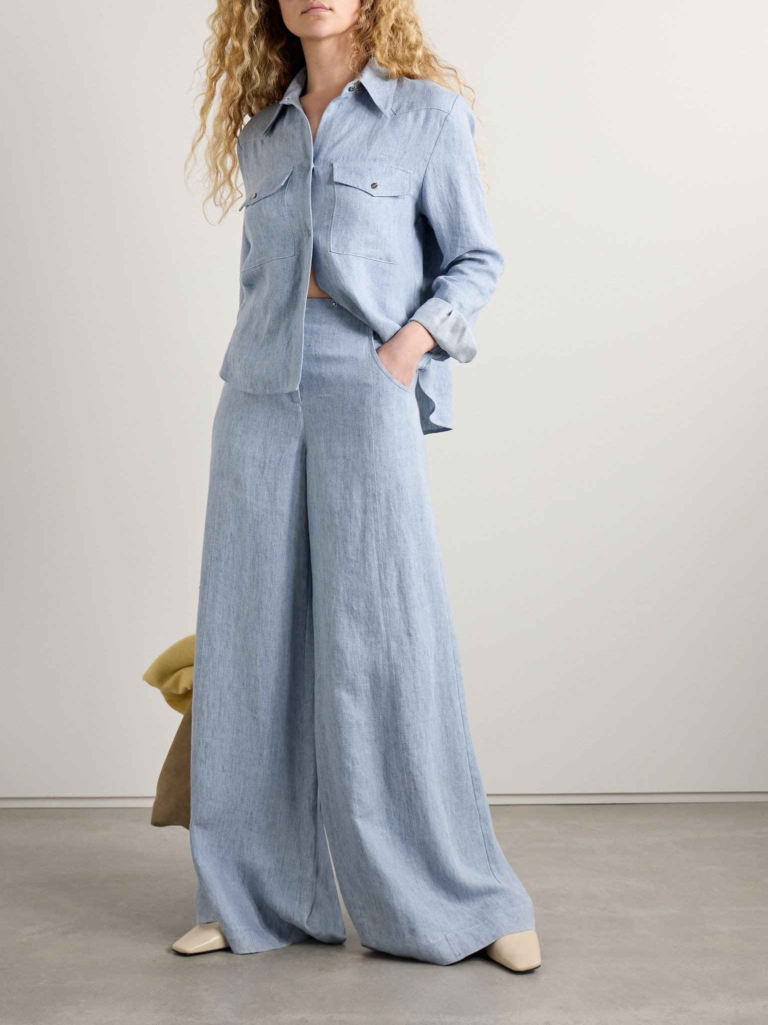 Demie hemp denim wide-leg pants Light denim - 2