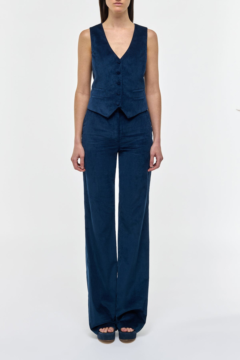 GABRIELA HEARST Coleridge Vest in Electric Navy Sea Island Cotton Corduroy outlook