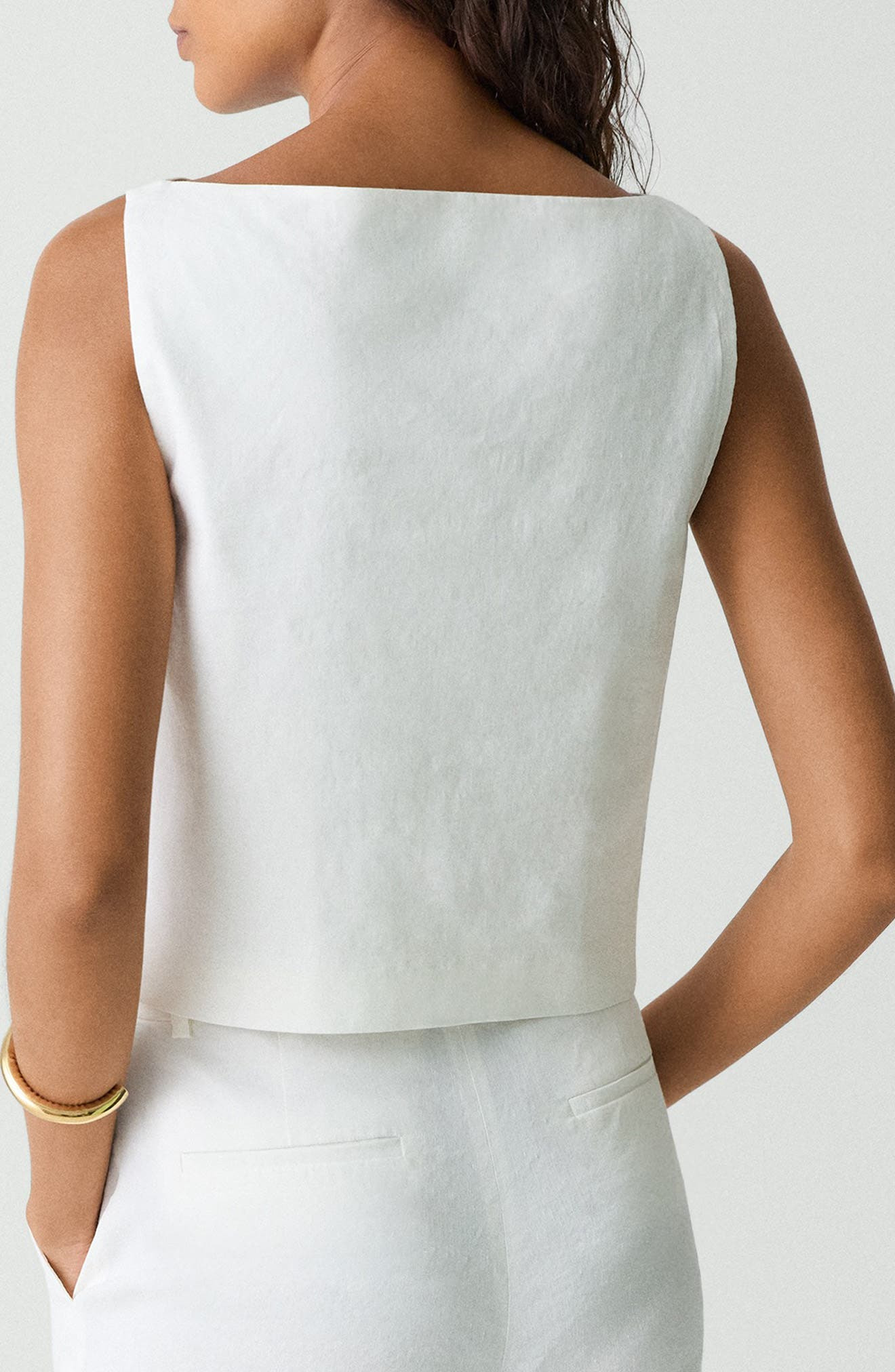 Theory Boat Neck Sleeveless Shell in White at Nordstrom - 2