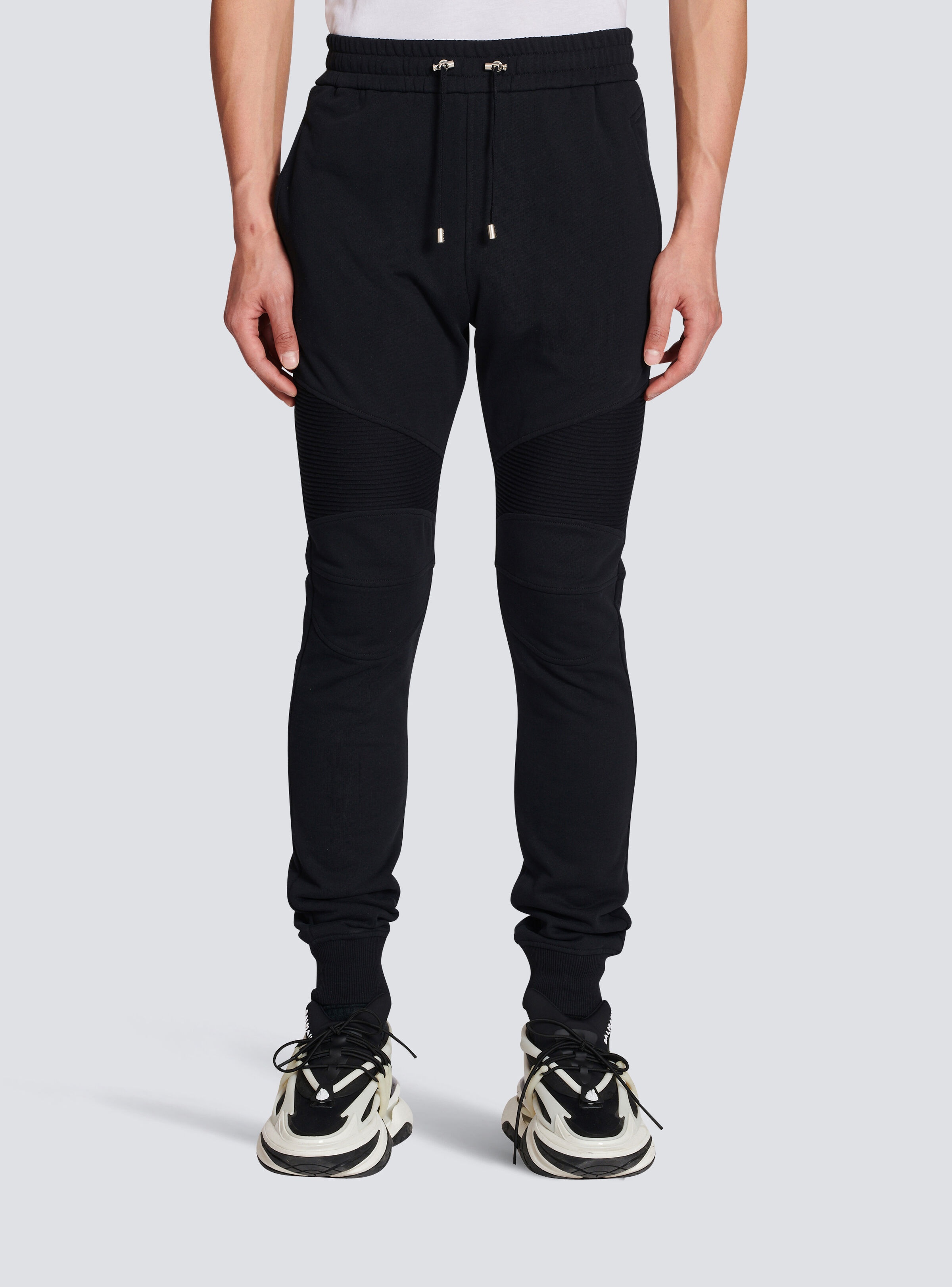 Cotton sweatpants with flocked Balmain Paris logo - 3