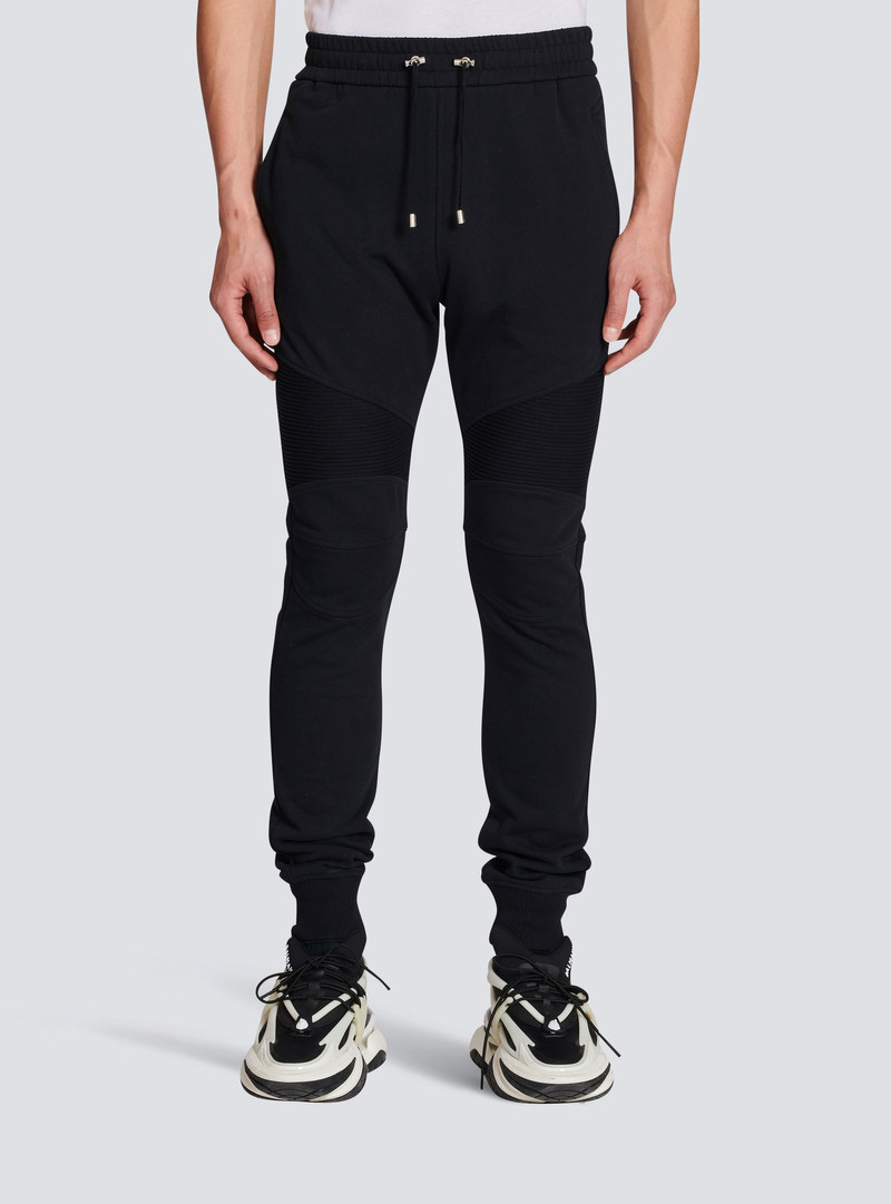 Cotton sweatpants with flocked Balmain Paris logo 3