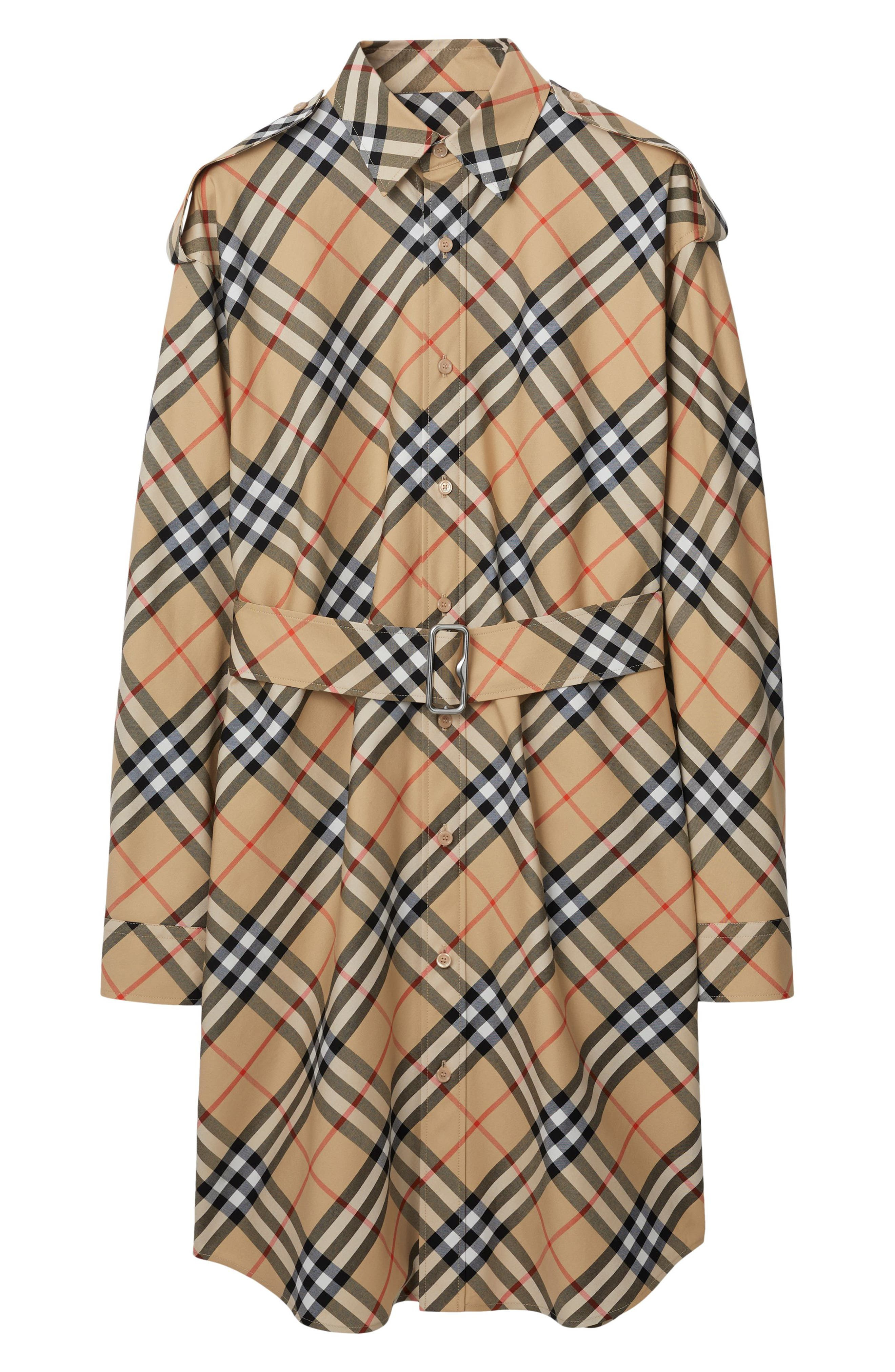 Iconic Check Long Sleeve Cotton Twill Shirtdress - 1