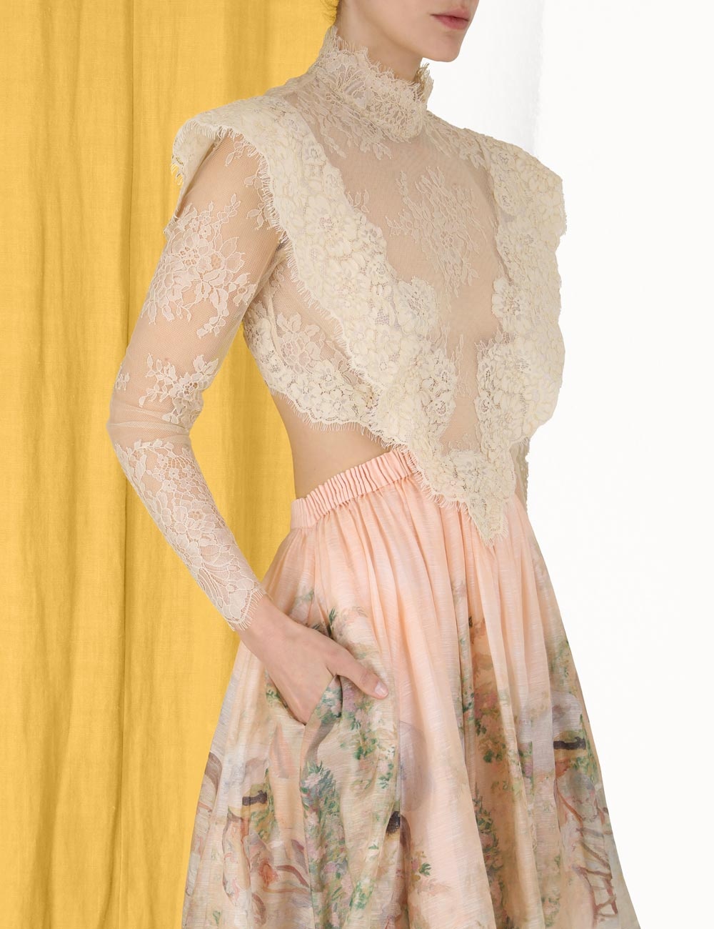 zimmermann lyrical lace dress Zimmermann Lyrical Lace Edge Long Sleeve Linen & Silk Dress In Blue/ Cream  Stripe - 55% Off