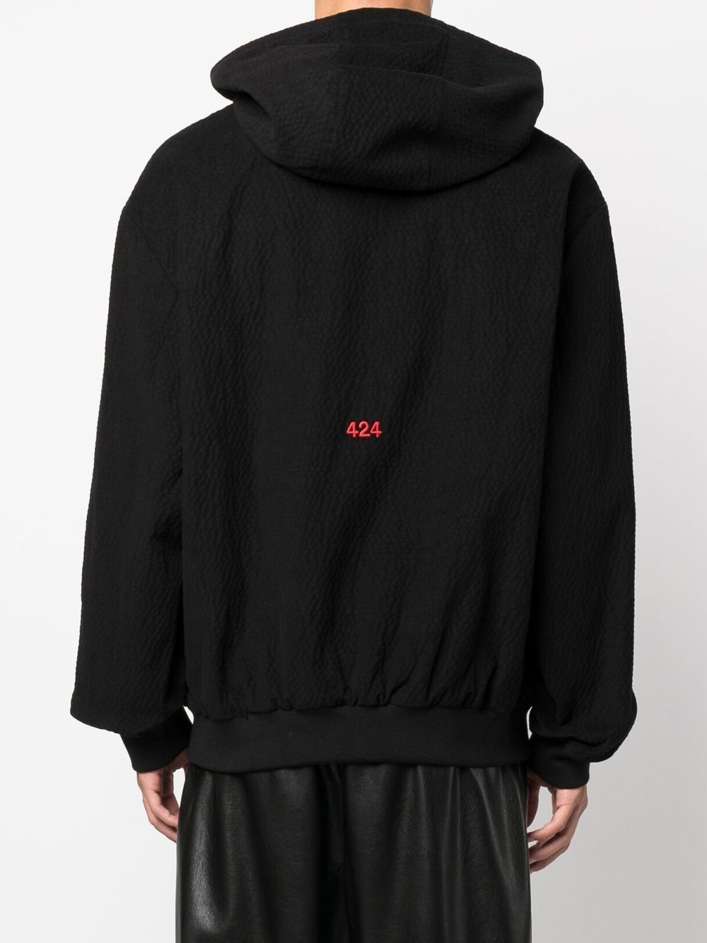 textured logo-embroidered hoodie - 4