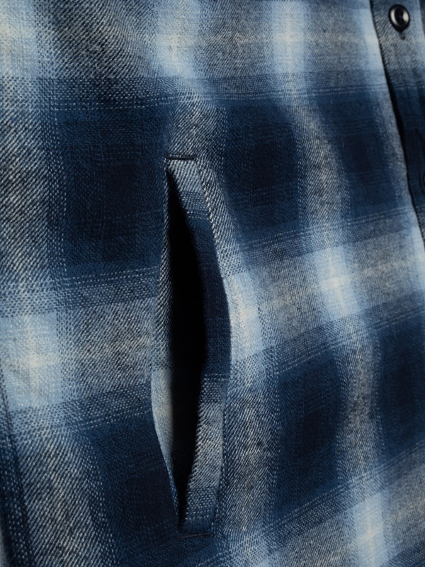 Glenn Padded Shadow Check Shirt Blue - 7
