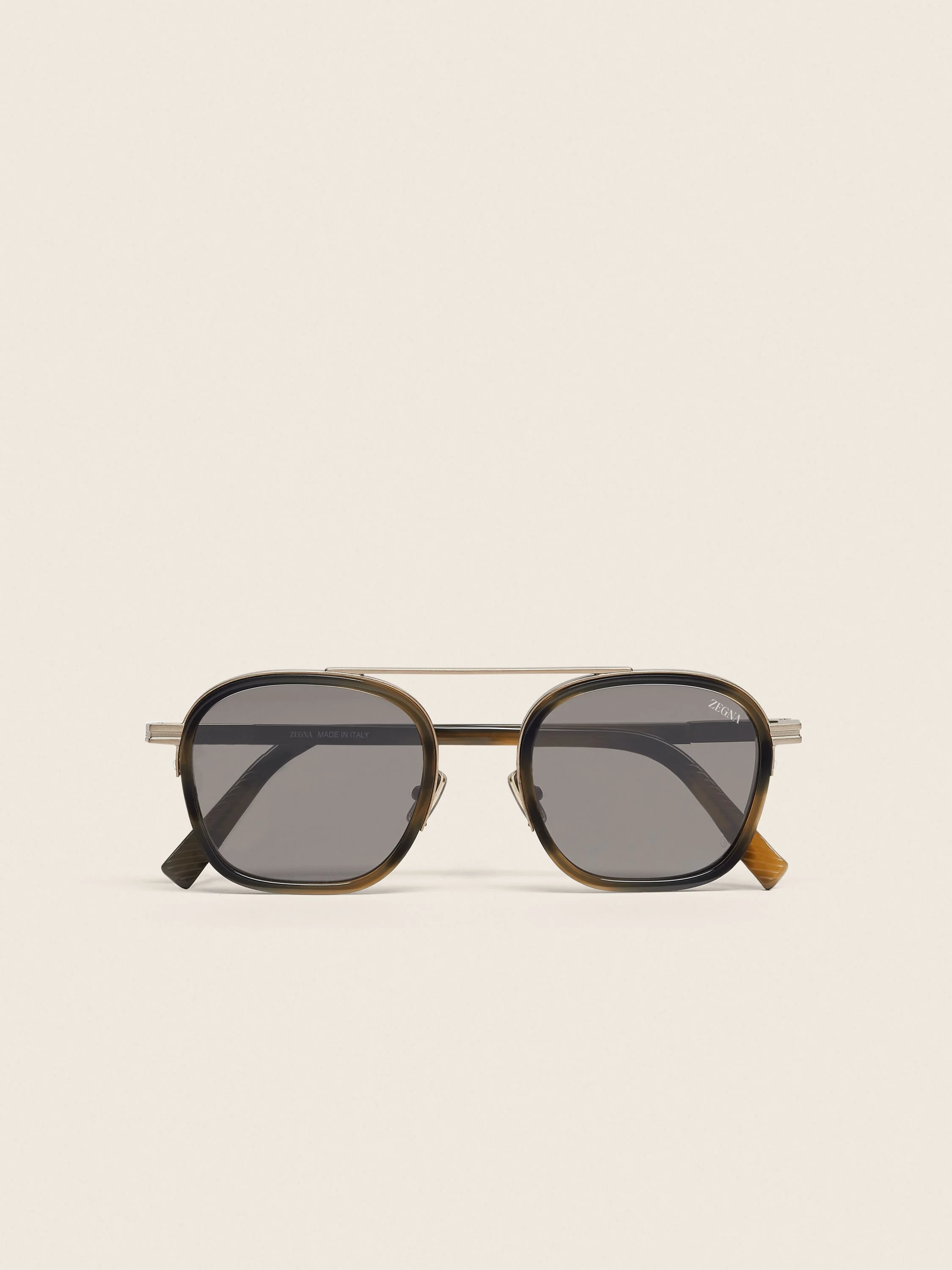 KHAKI GREEN HAVANA ORIZZONTE I ACETATE AND METAL SUNGLASSES - 1