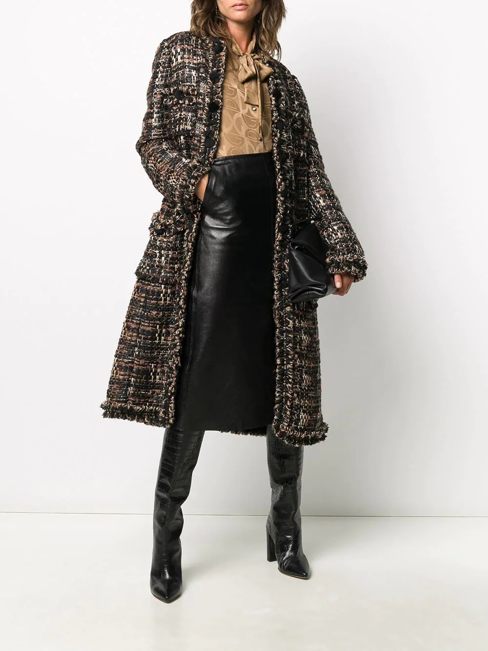 tweed single-breasted coat - 2