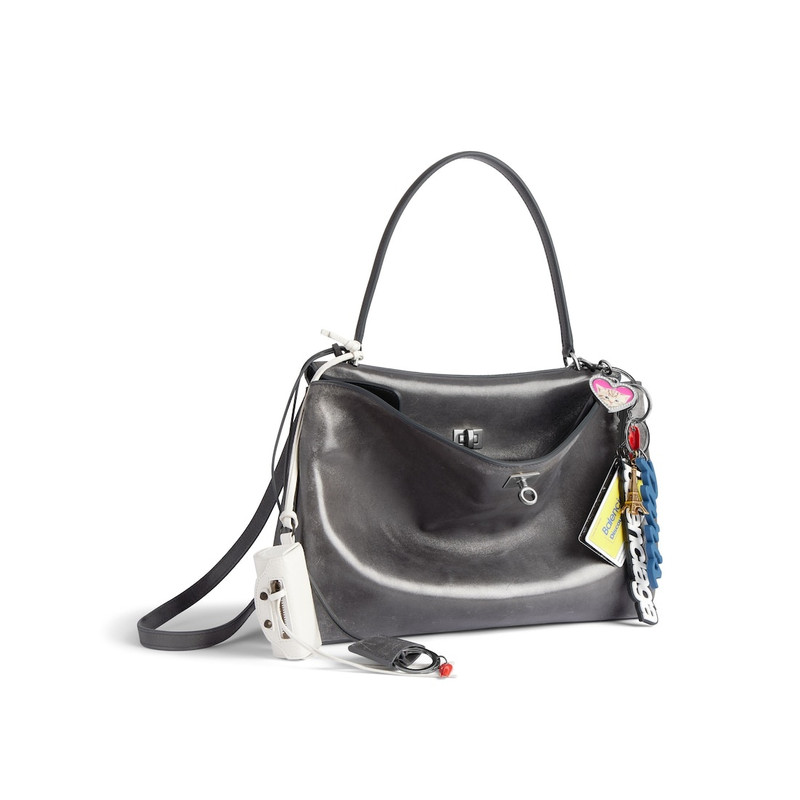 BALENCIAGA Women's Rodeo Handbag Medium With Charms in Grey outlook