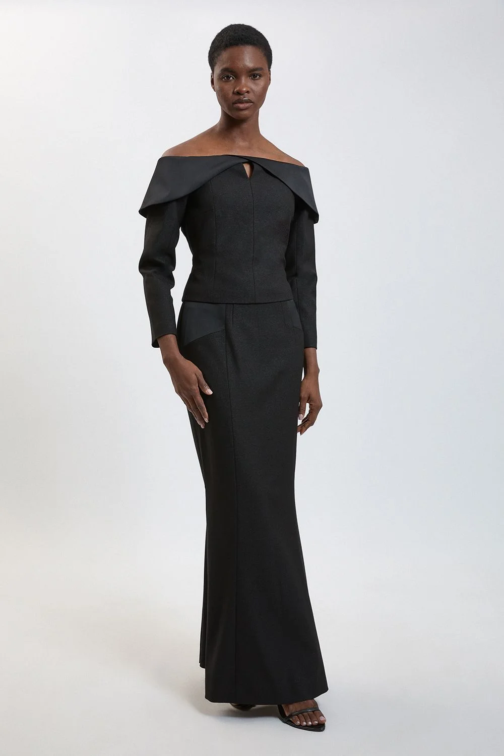 Tailored Seam Detail Maxi Skirt - 1