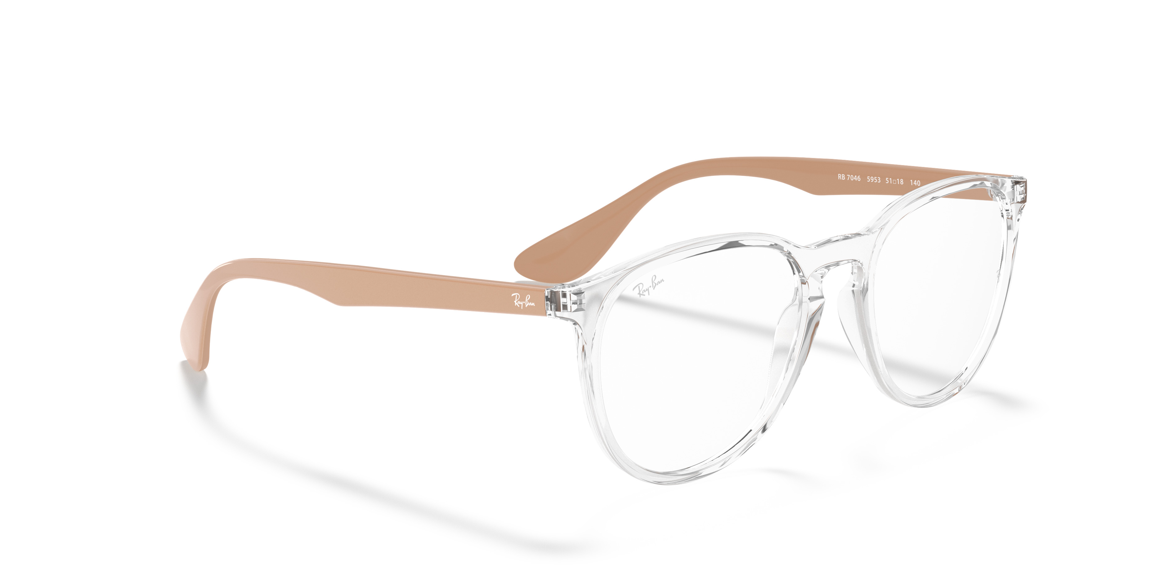 Ray-Ban Erika Optics RB7046-5953 Unisex Eyeglasses Polished Transparent Round Ray-Ban Ray-Ban Glasses in Clear/White | Target Optical main image 2