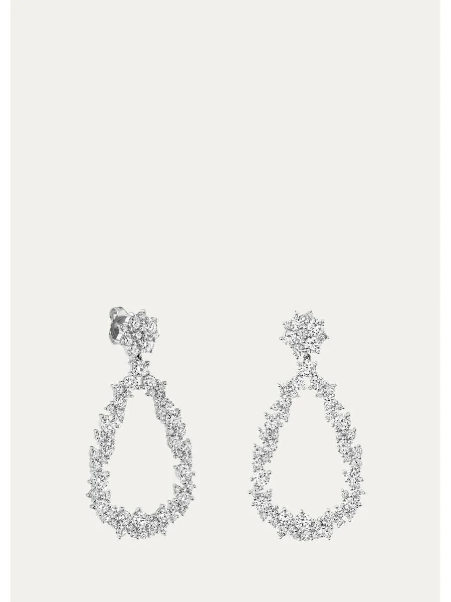 14K White Gold Diamond Teardrop Cocktail Earrings - 1