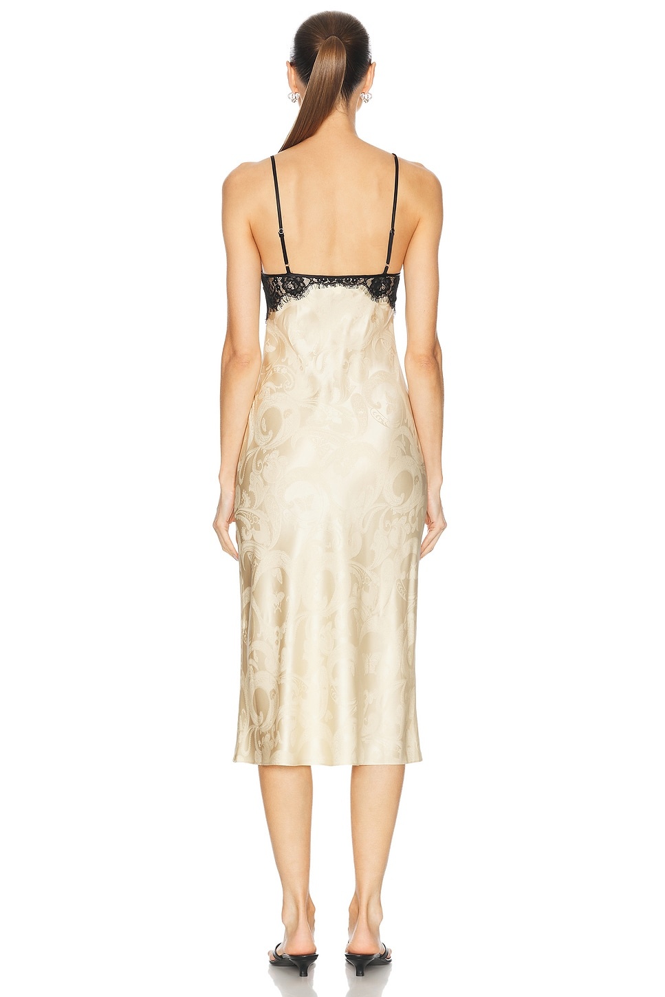 Paisley Jacquard And Lace Triangle Slip Dress - 3