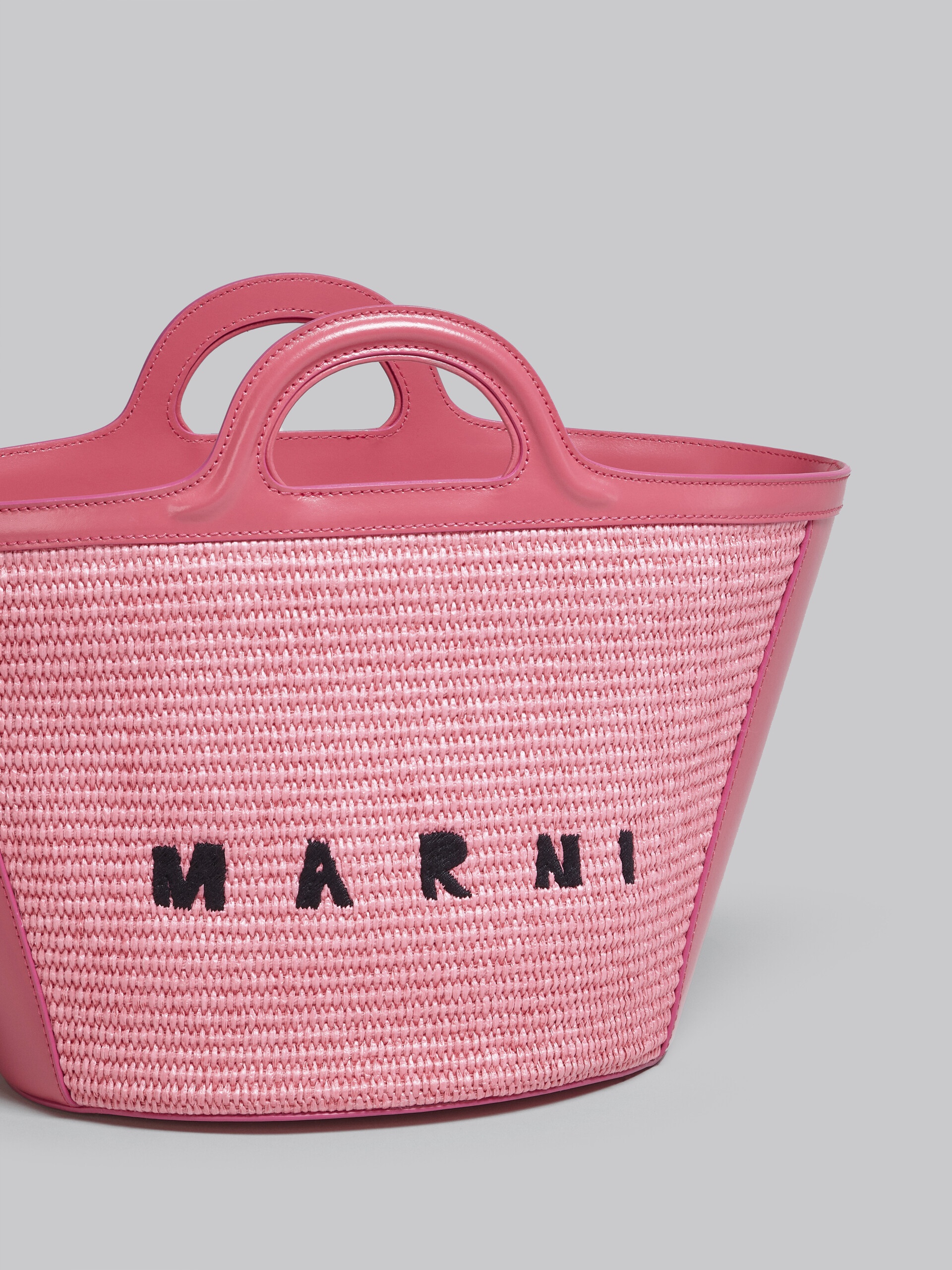 TROPICALIA SMALL BAG IN PINK LEATHER AND RAFFIA - 5