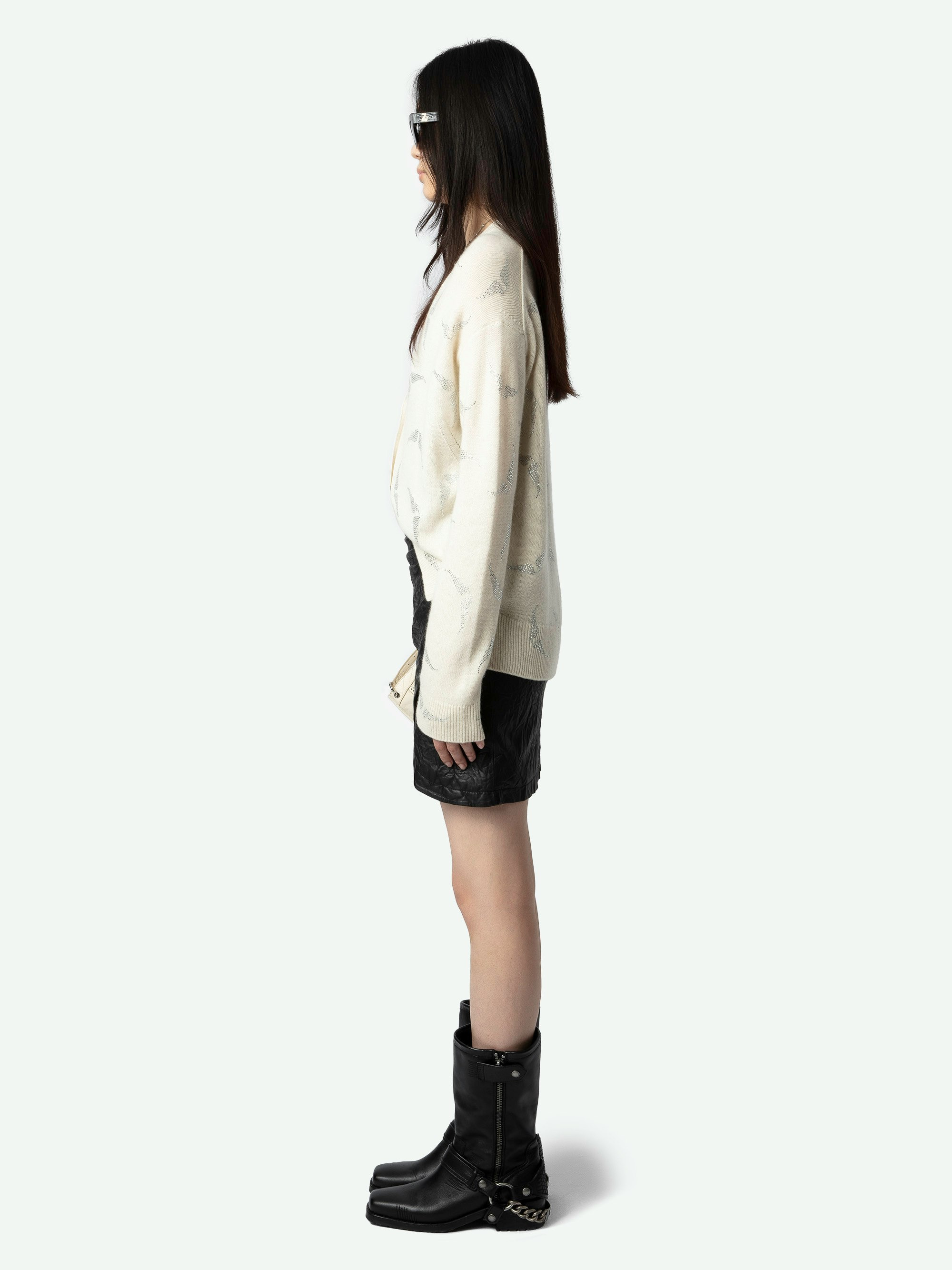 Mirka Diamanté Wings Cashmere Cardigan - 4