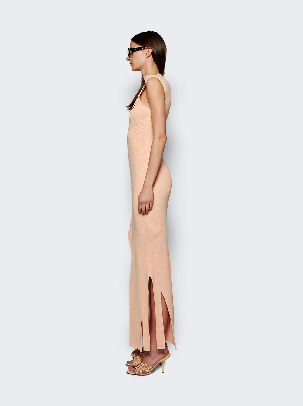 Plait Detail Sleeveless Dress Pale Peach - 4