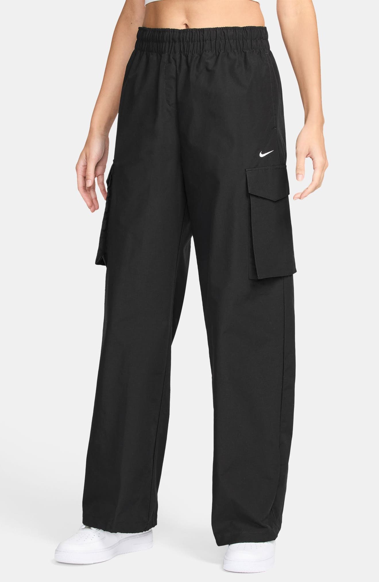 Nike Sportswear Everything Wovens Mid-Rise Cargo Pants in 010 Black/white at Nordstrom - 1
