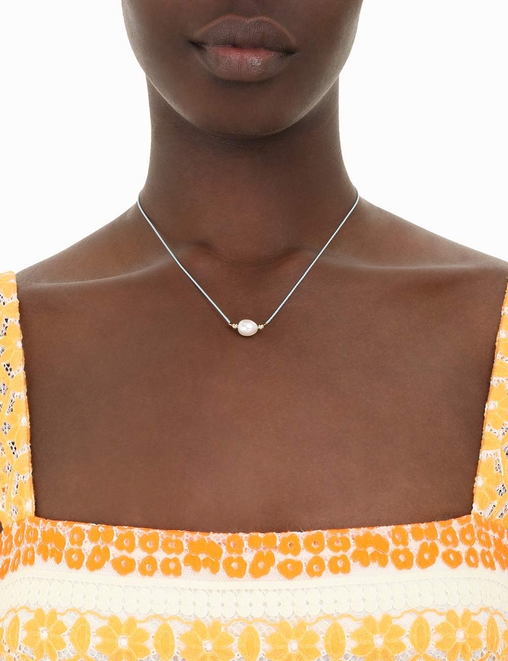 SIGNET PEARL CORD NECKLACE - 2
