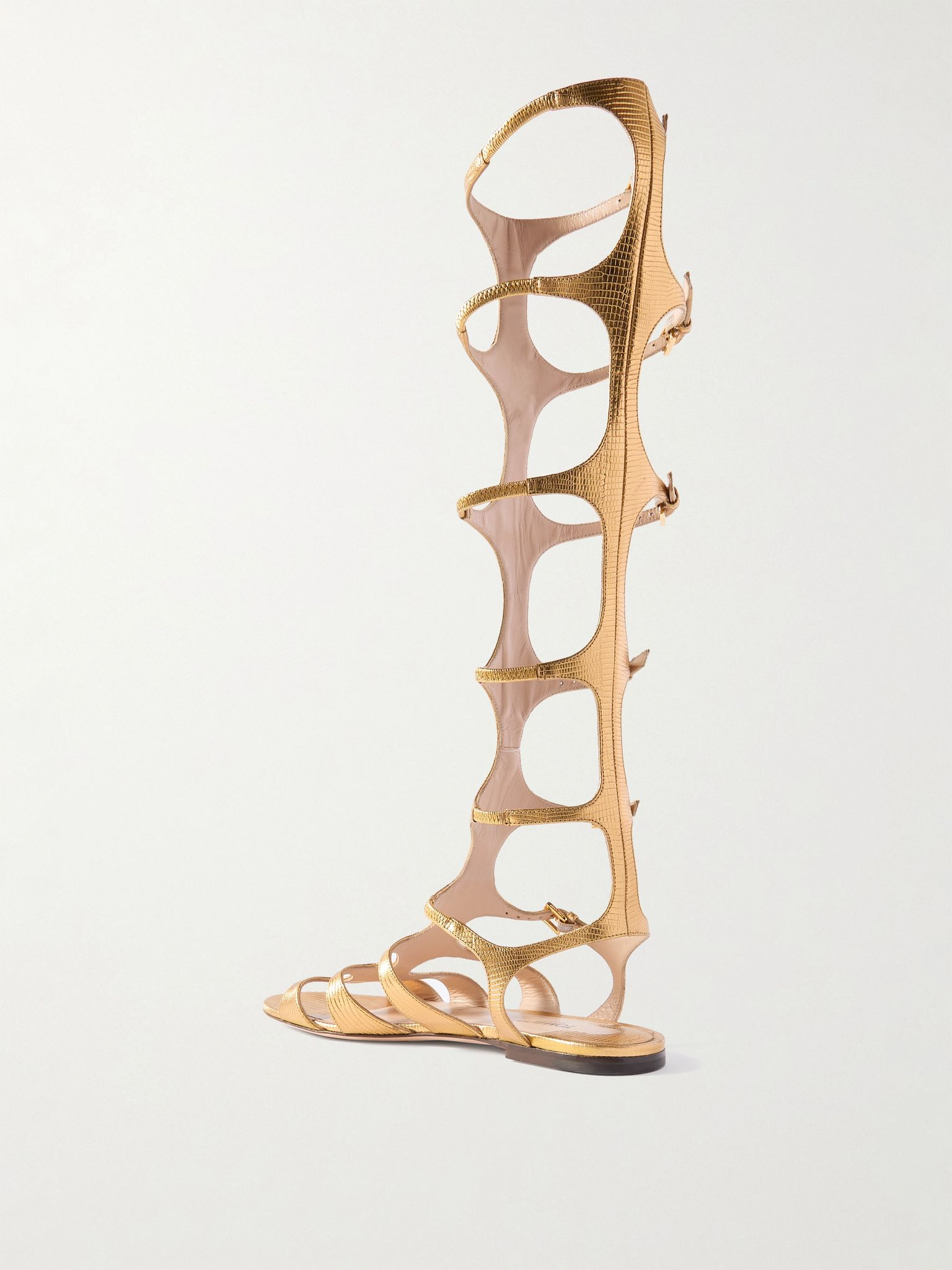 Paradise metallic lizard-effect leather sandals Bronze - 3